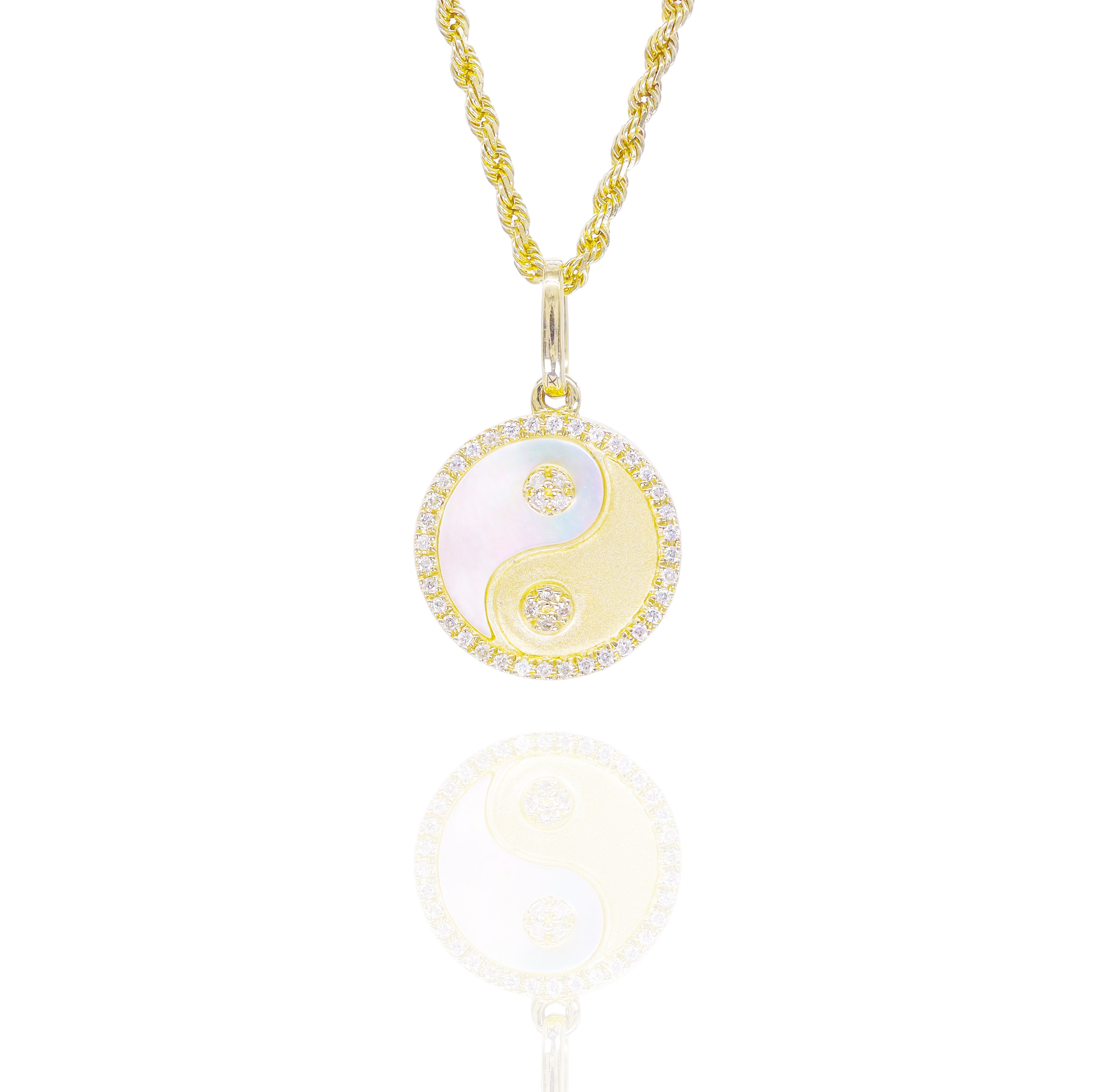 Yin-Yang Medallion Diamond Pendant with Mother of Pearl