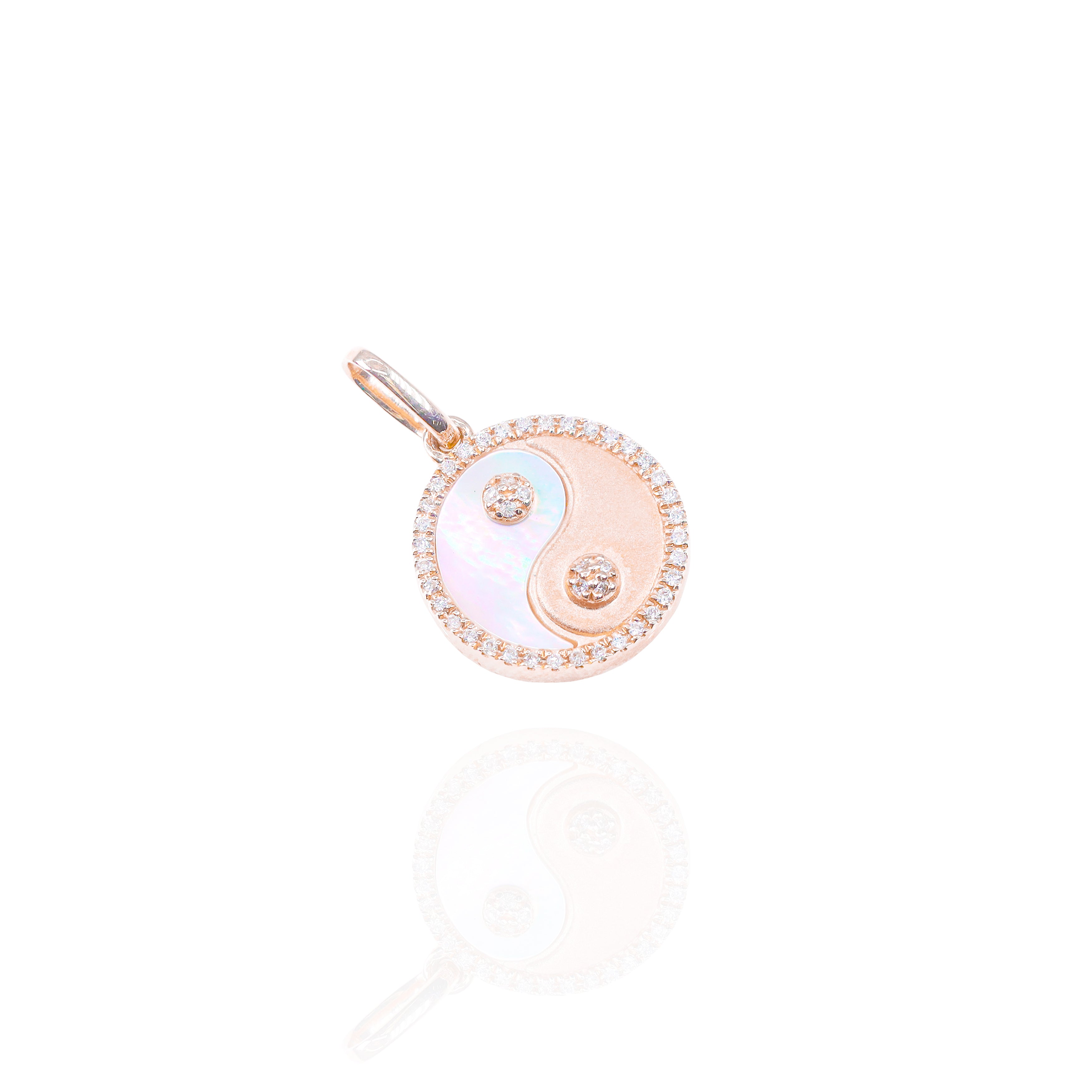 Yin-Yang Medallion Diamond Pendant with Mother of Pearl