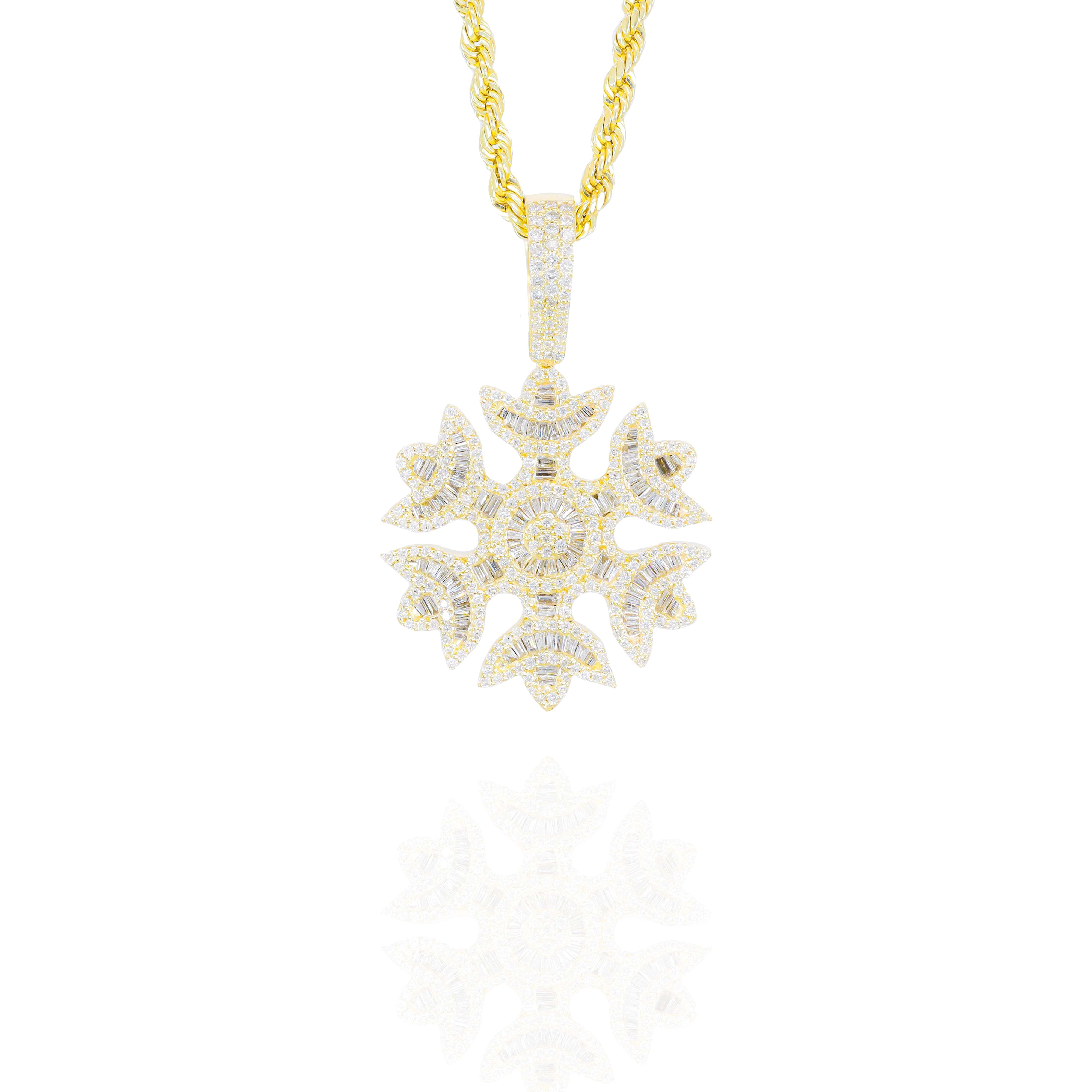 SnowFlake Baguette Diamond Pendant (Mid-Size)