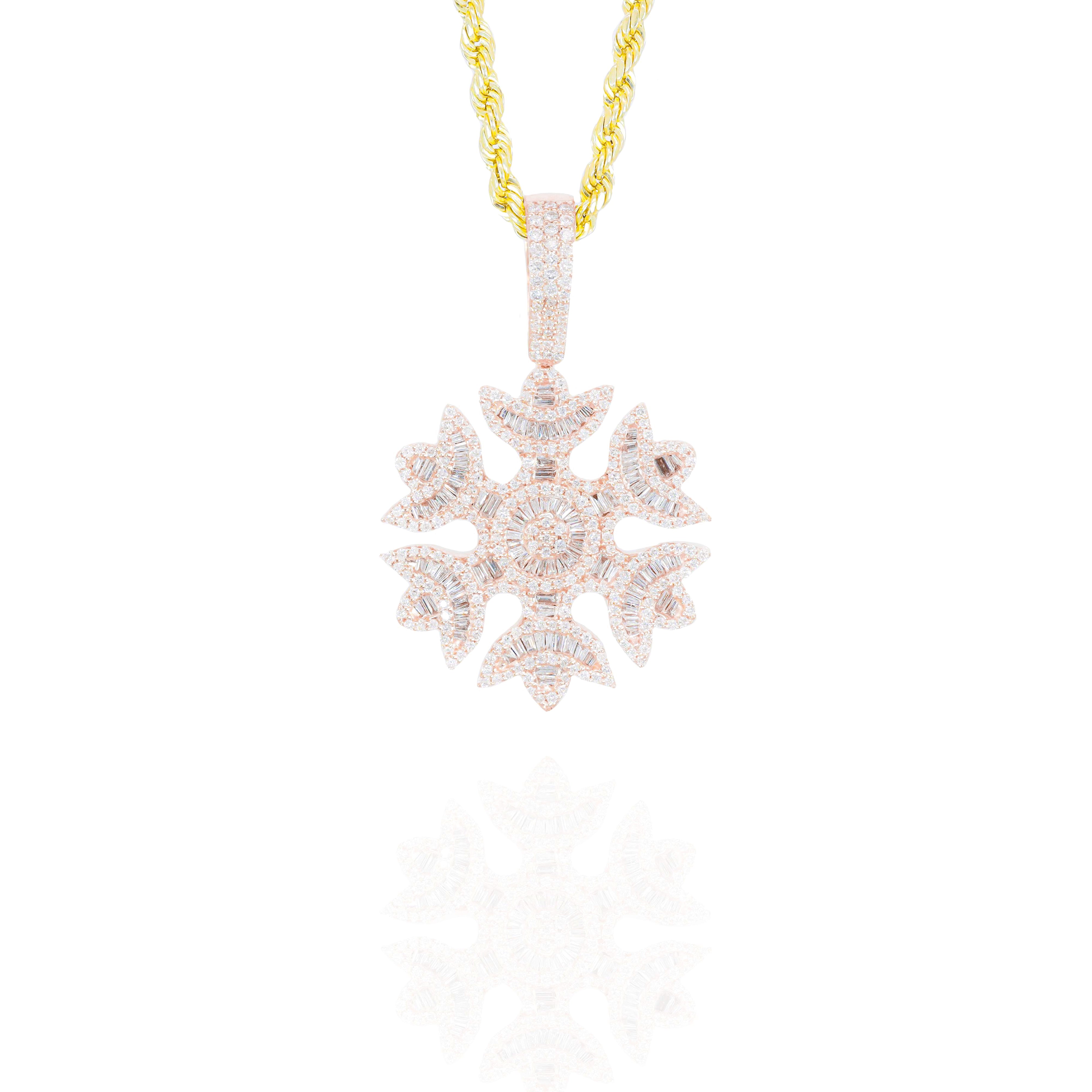 SnowFlake Baguette Diamond Pendant (Mid-Size)
