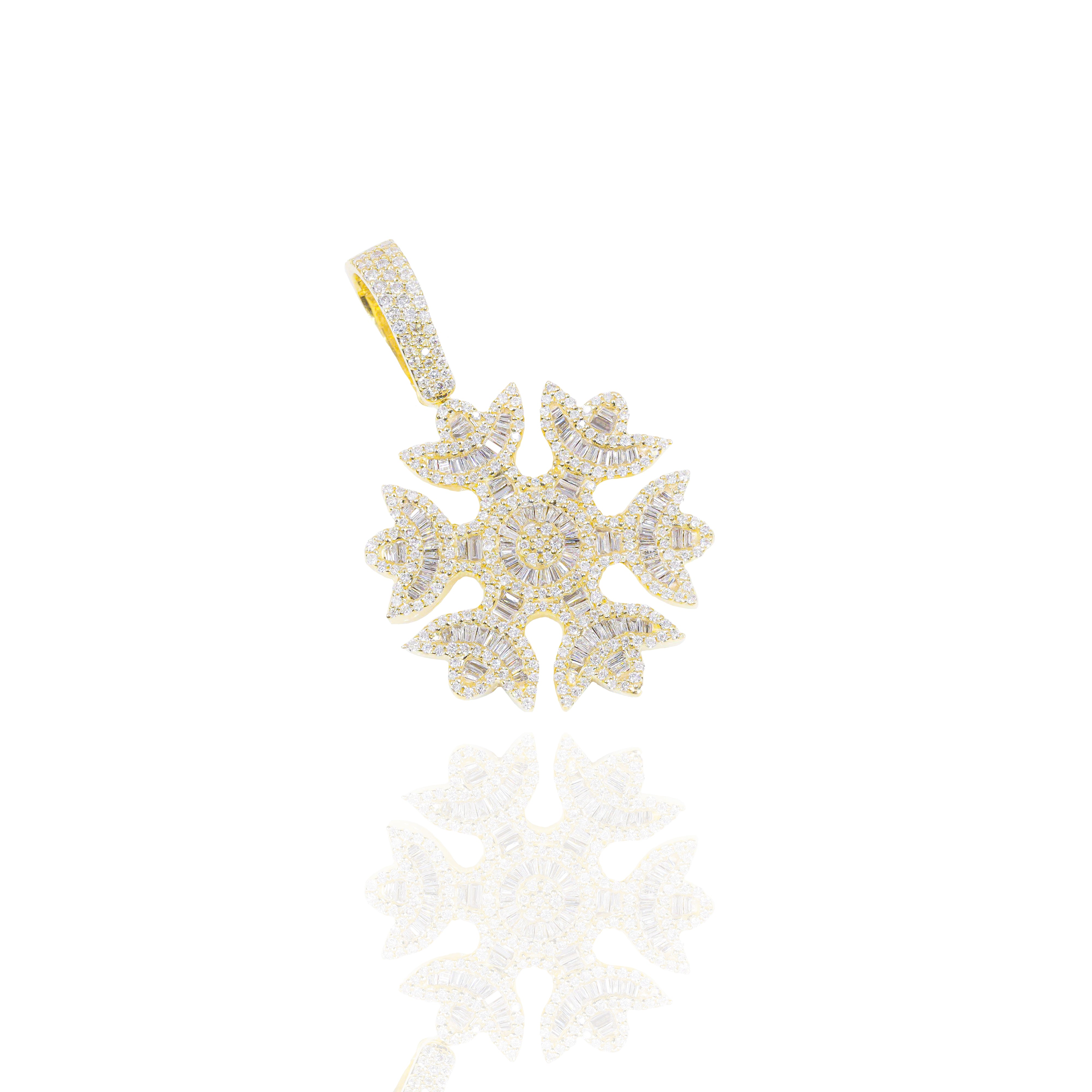 SnowFlake Baguette Diamond Pendant (Mid-Size)