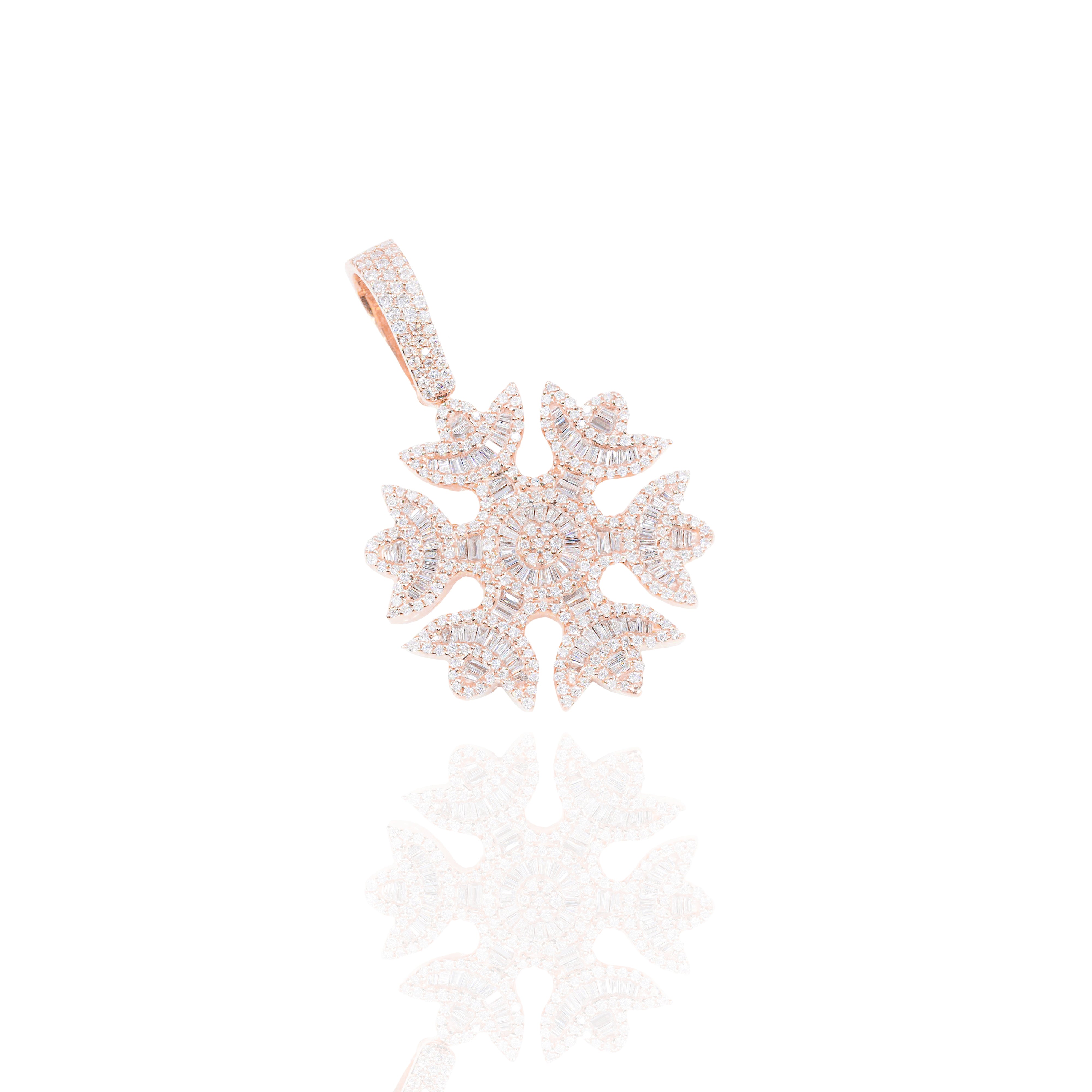 SnowFlake Baguette Diamond Pendant (Mid-Size)