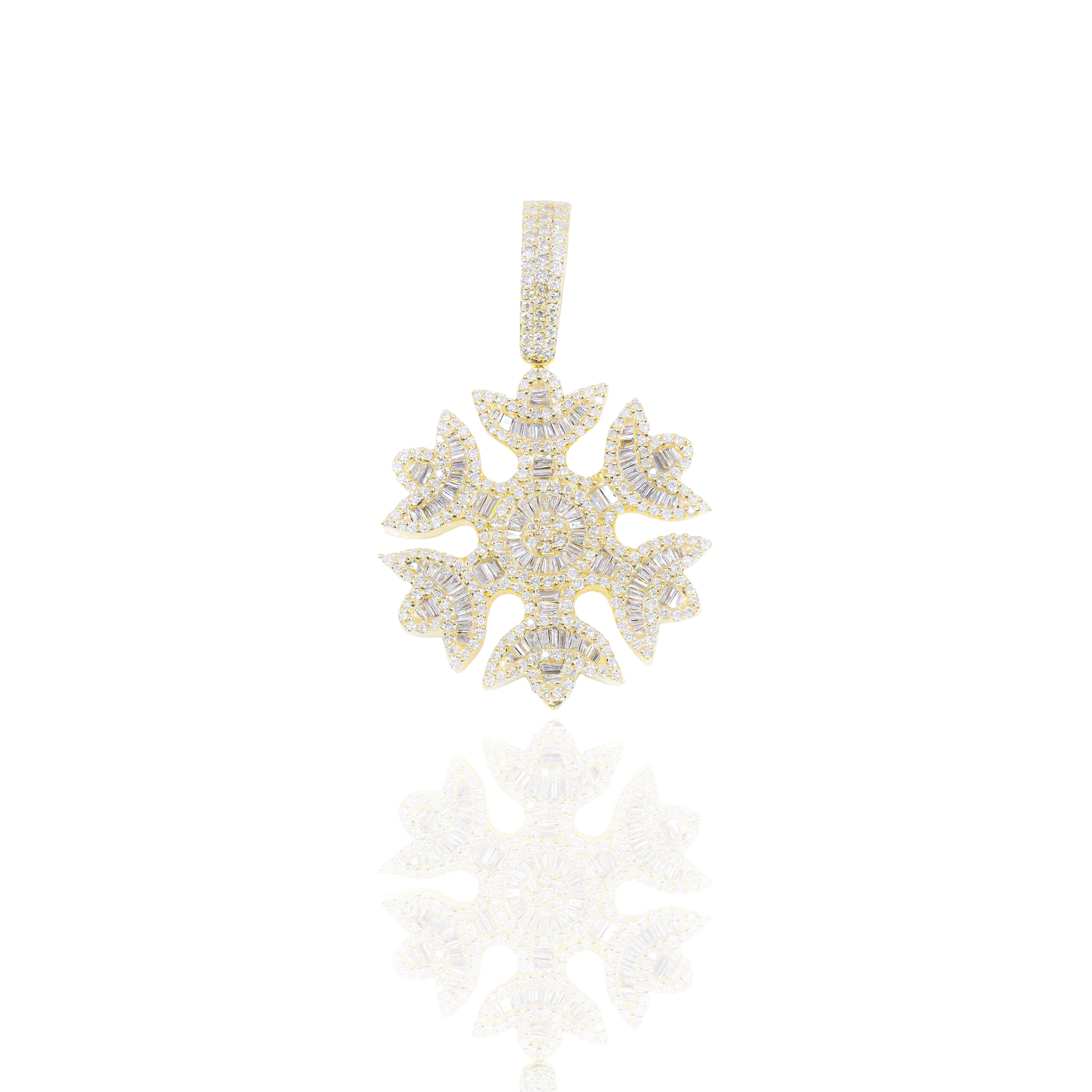 SnowFlake Baguette Diamond Pendant (Mid-Size)