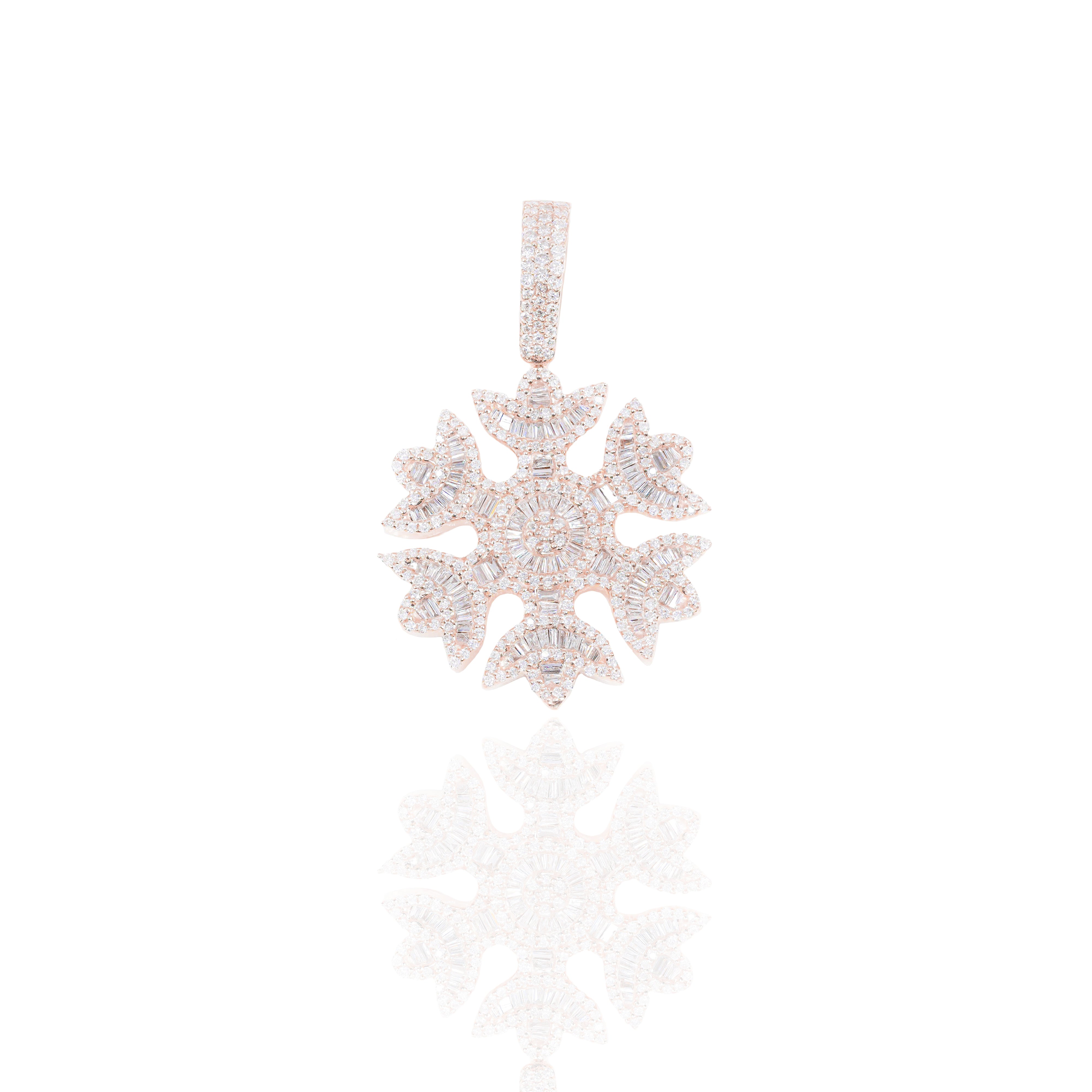 SnowFlake Baguette Diamond Pendant (Mid-Size)