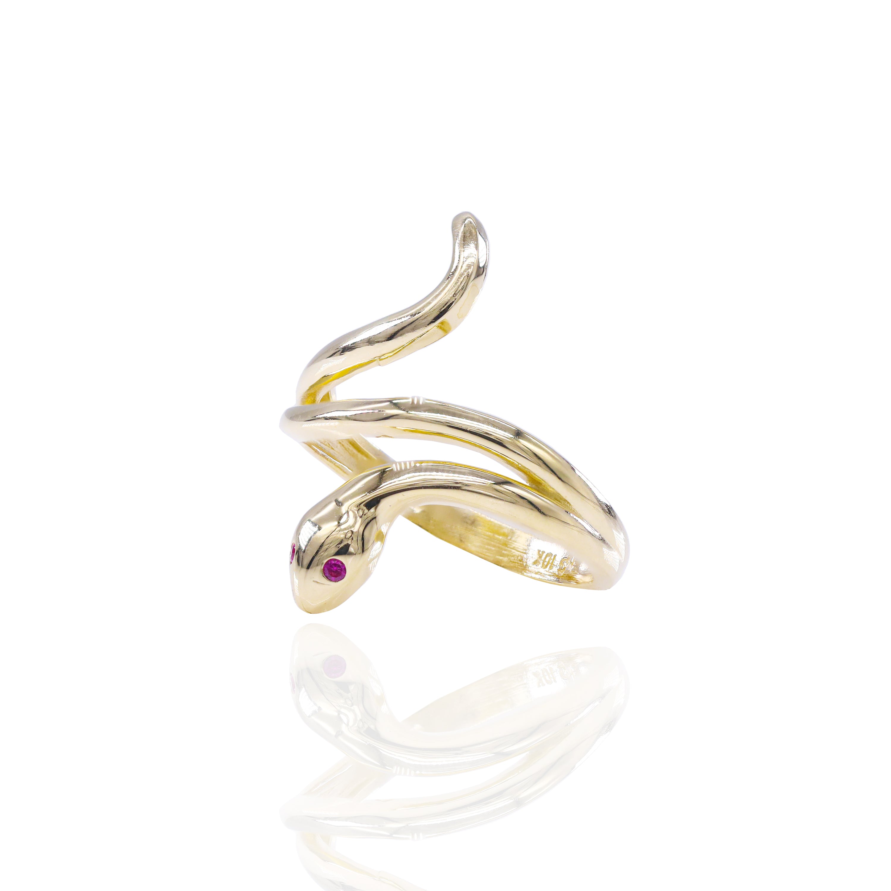 Constricted Solid Gold Snake Ring