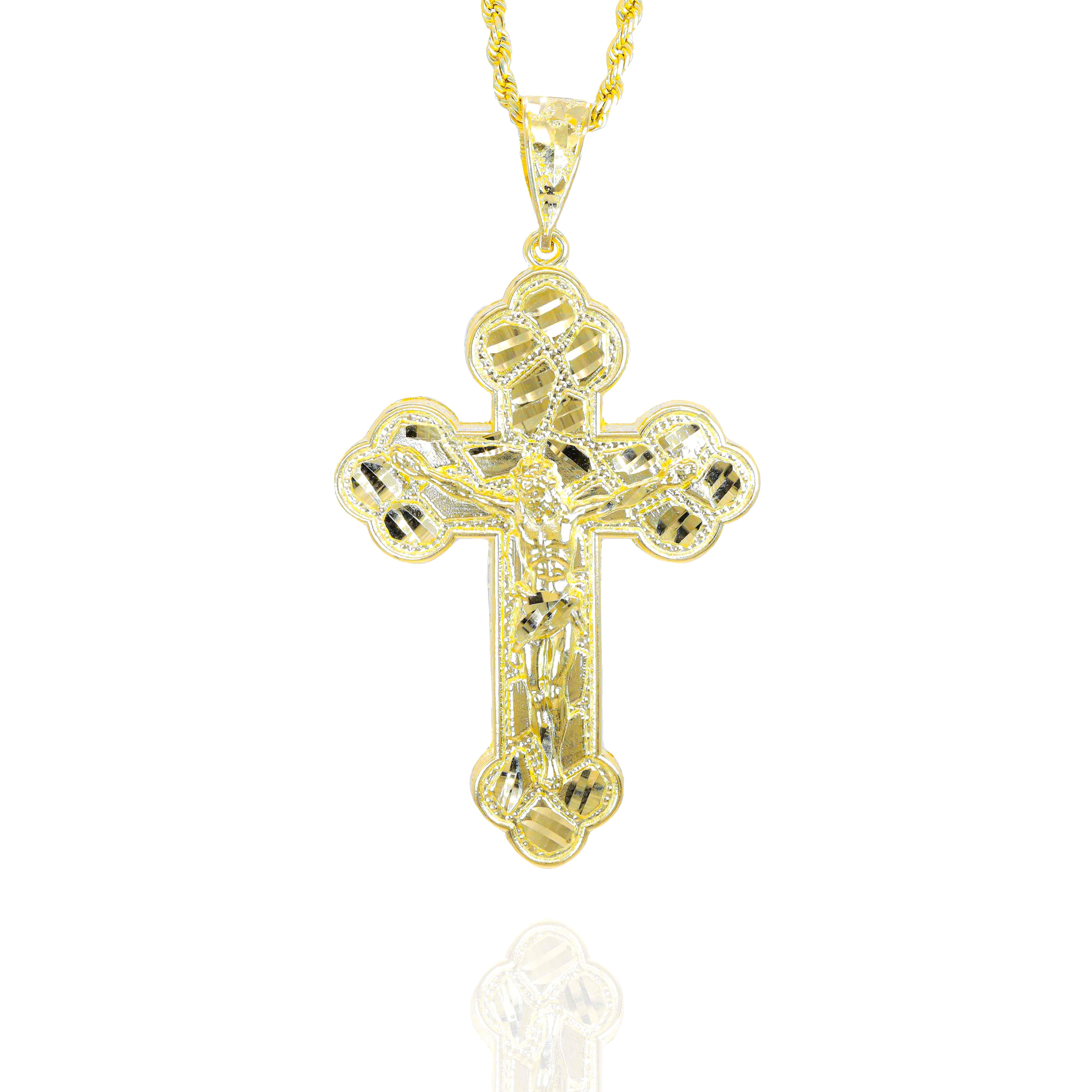 Gold cross pendant with Jesus