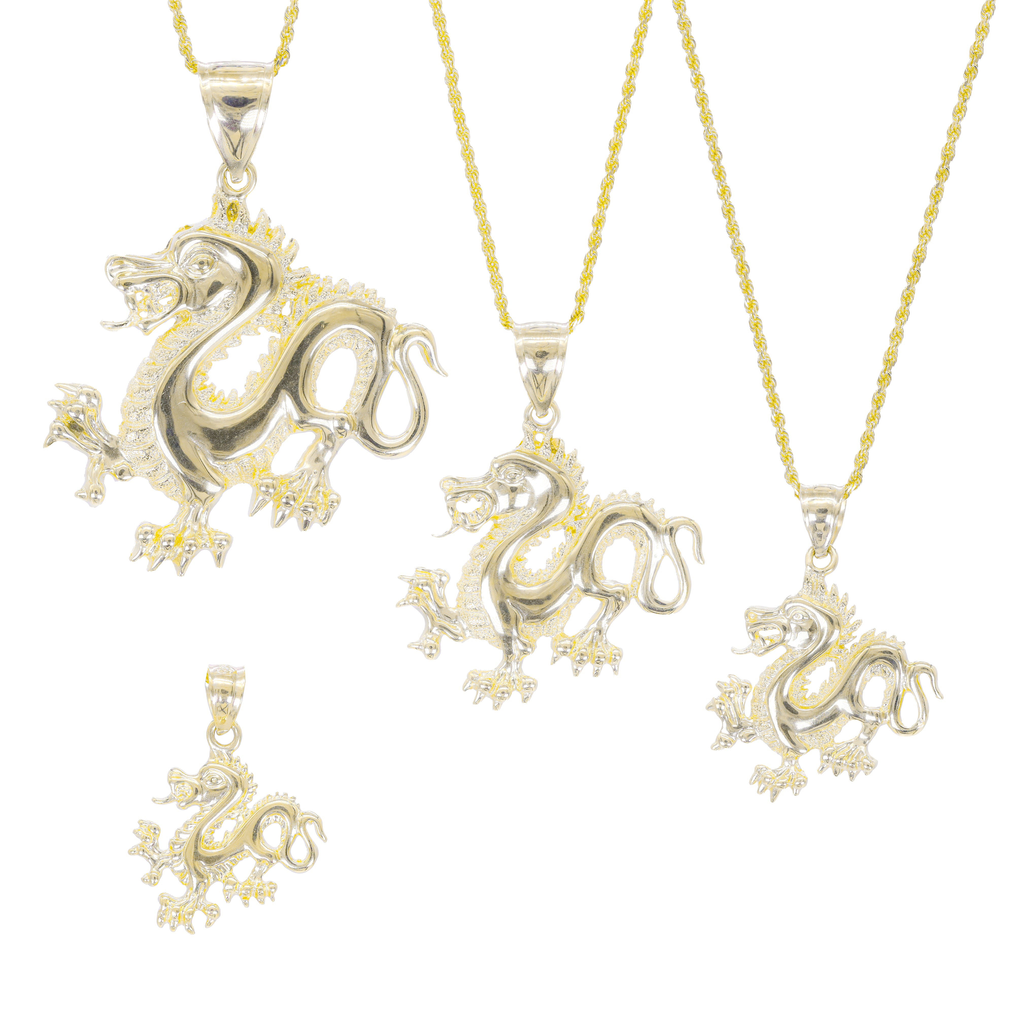 Solid Gold Dragon Pendant Charm