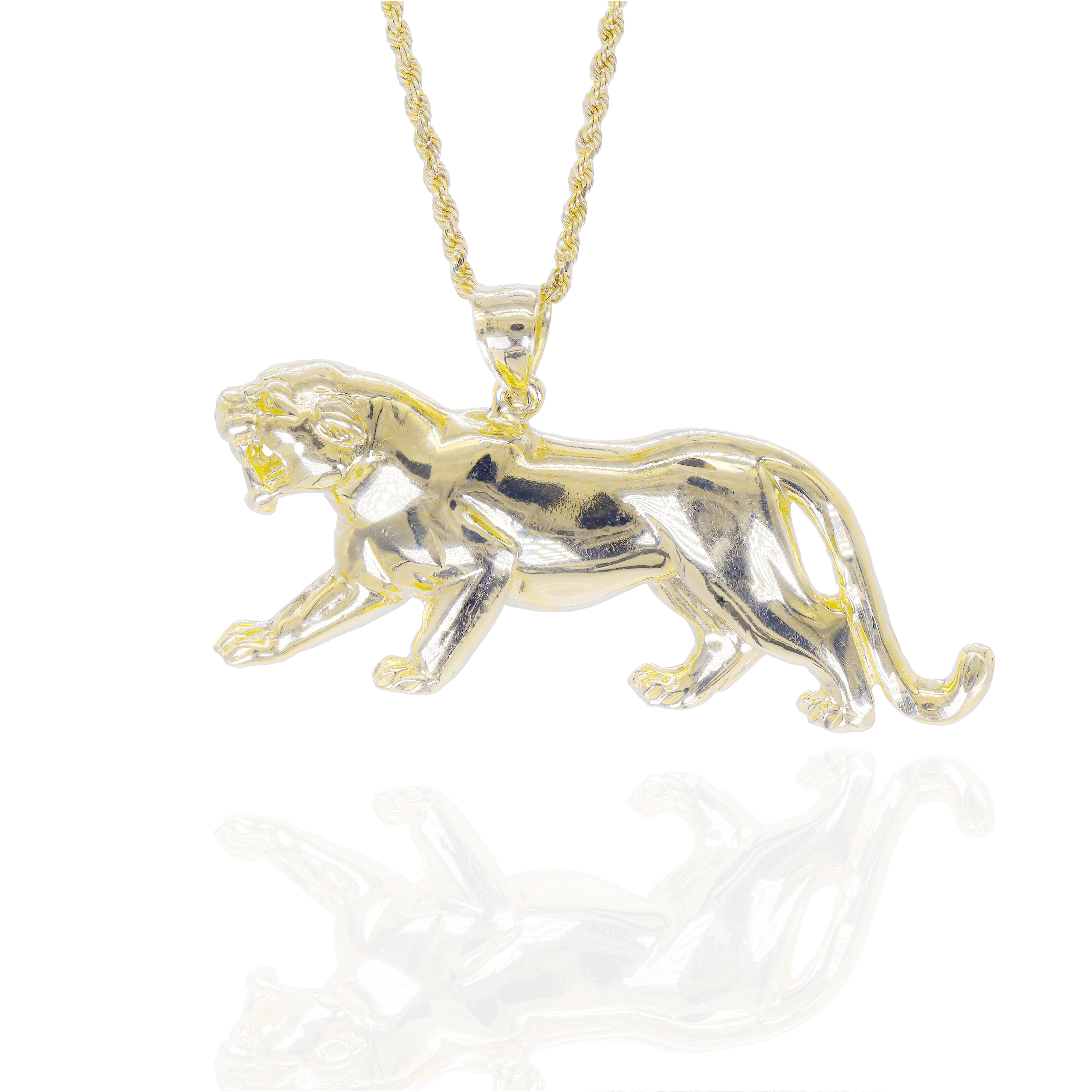 solid Gold panther pendant on a chain
