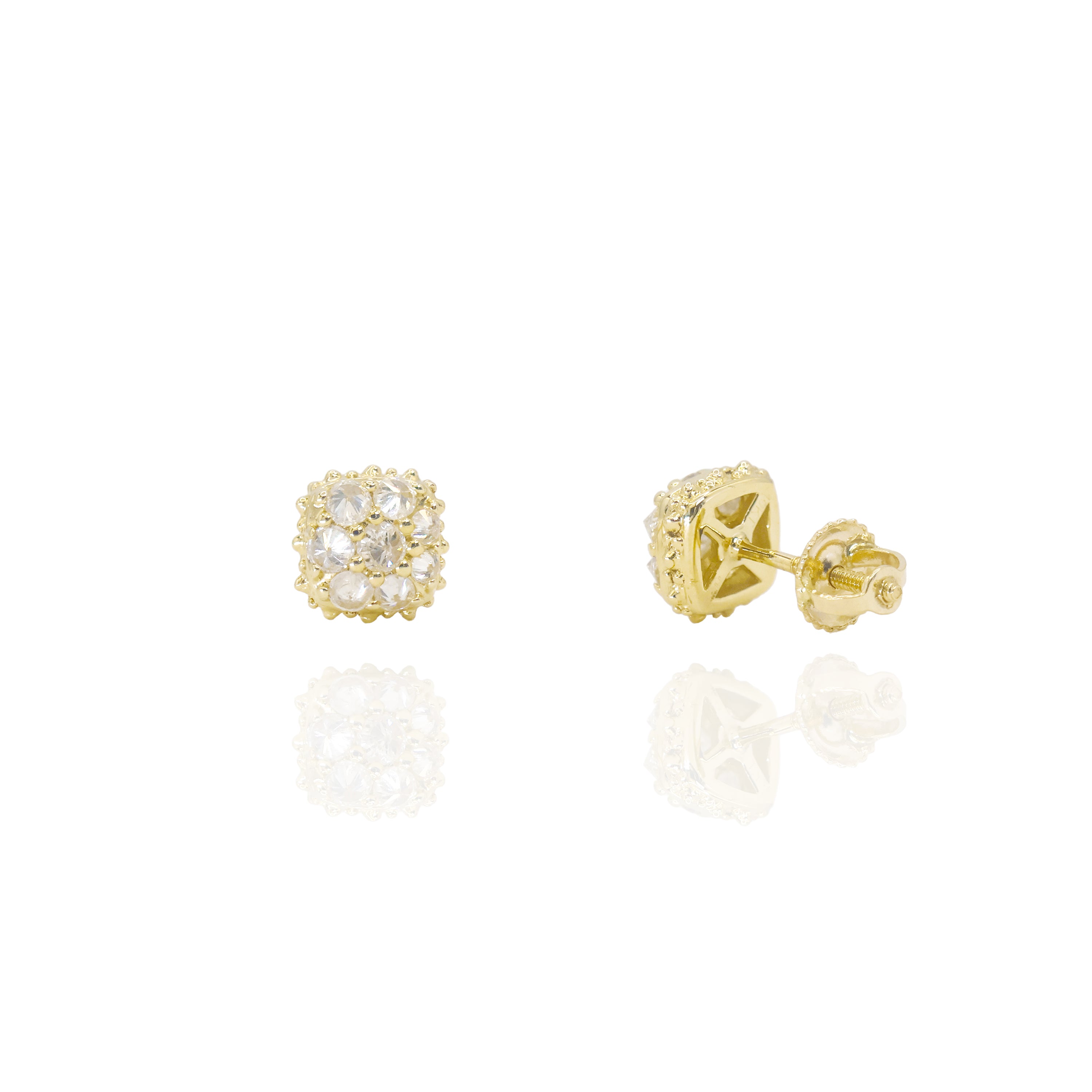 Upside Down Setting Diamond Square Cluster Earrings