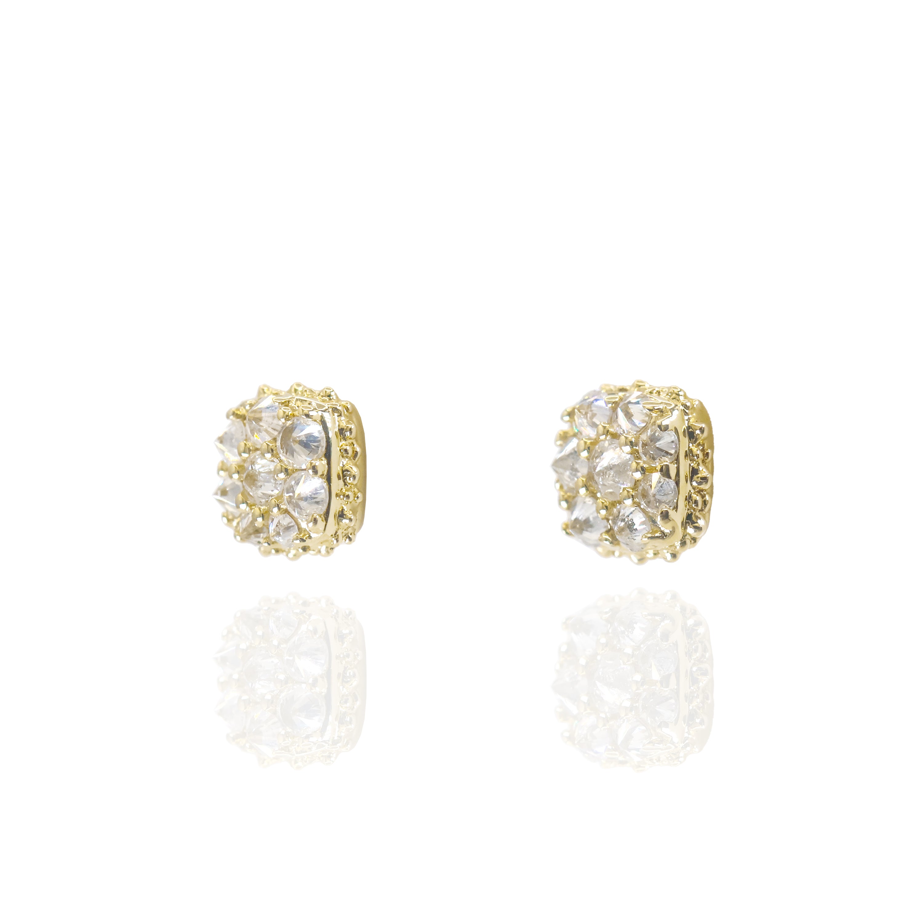 Upside Down Setting Diamond Square Cluster Earrings