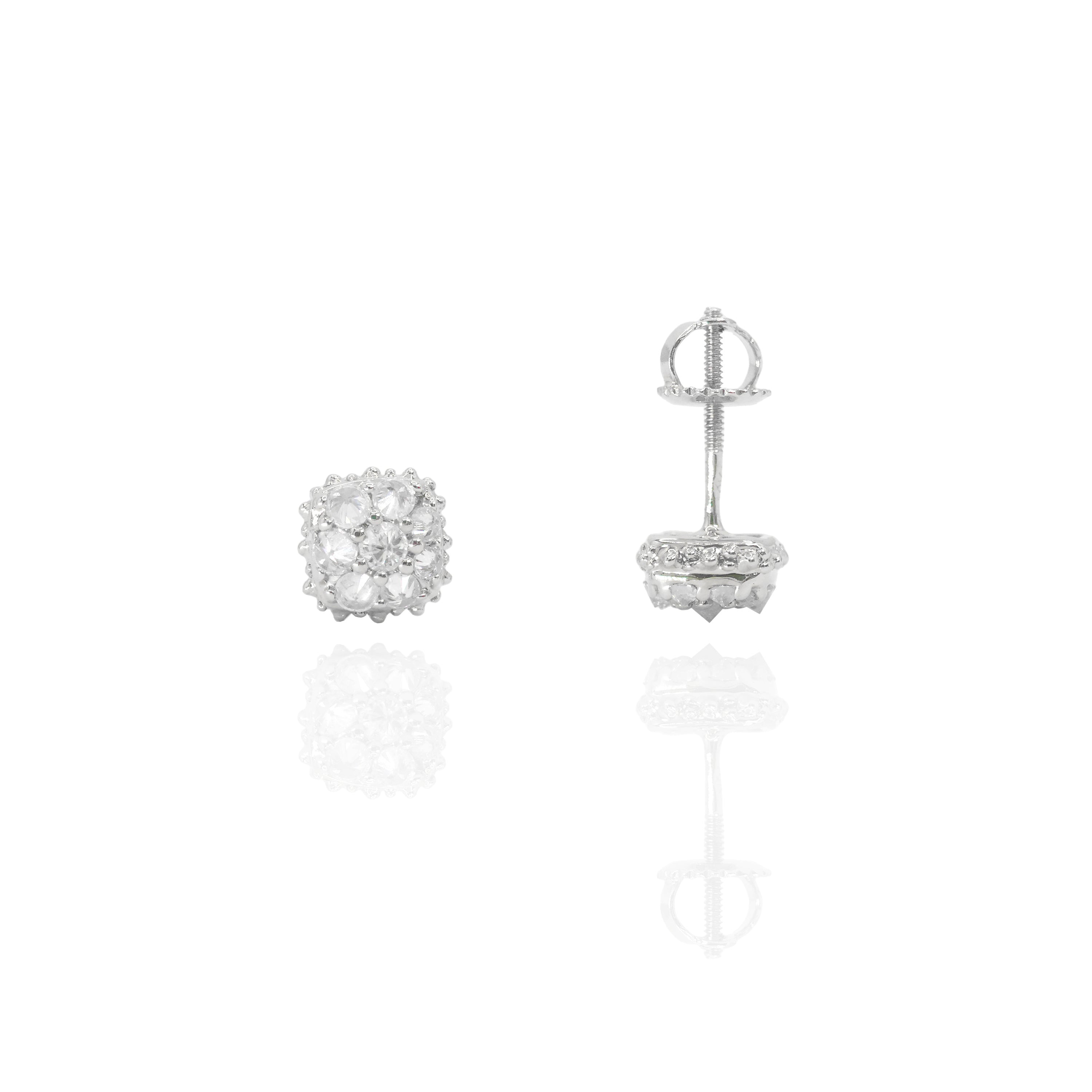 Upside Down Setting Diamond Square Cluster Earrings