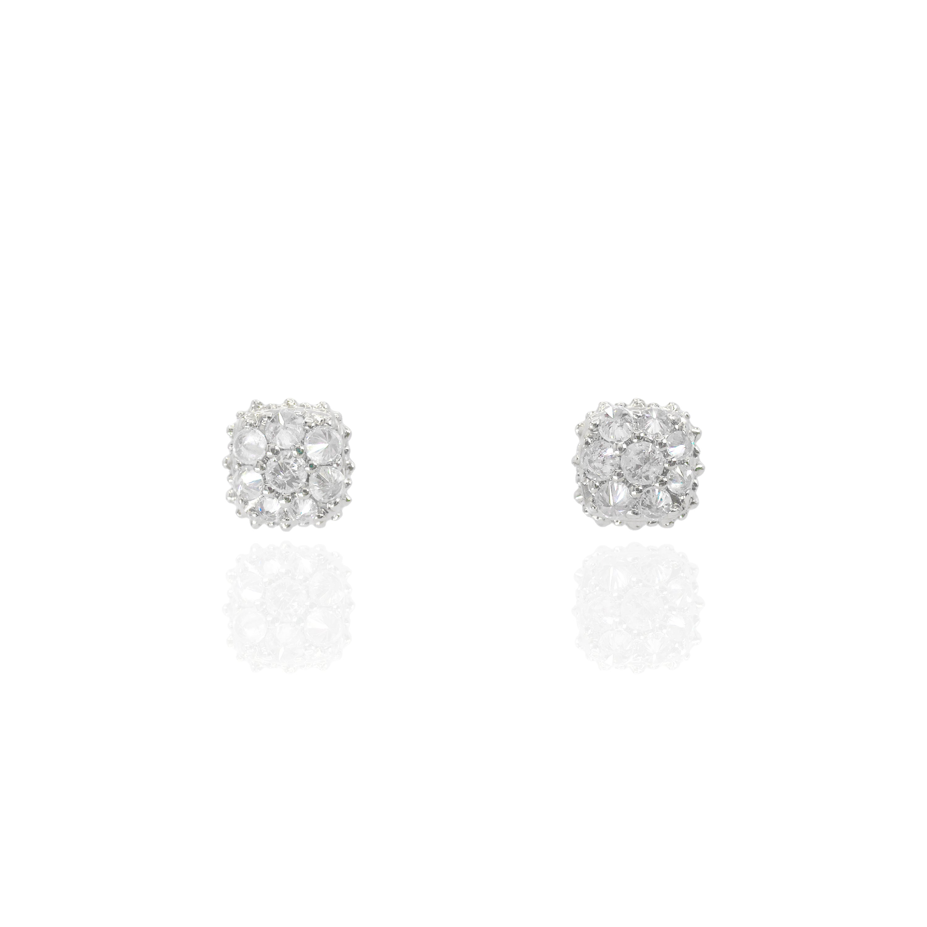 Upside Down Setting Diamond Square Cluster Earrings