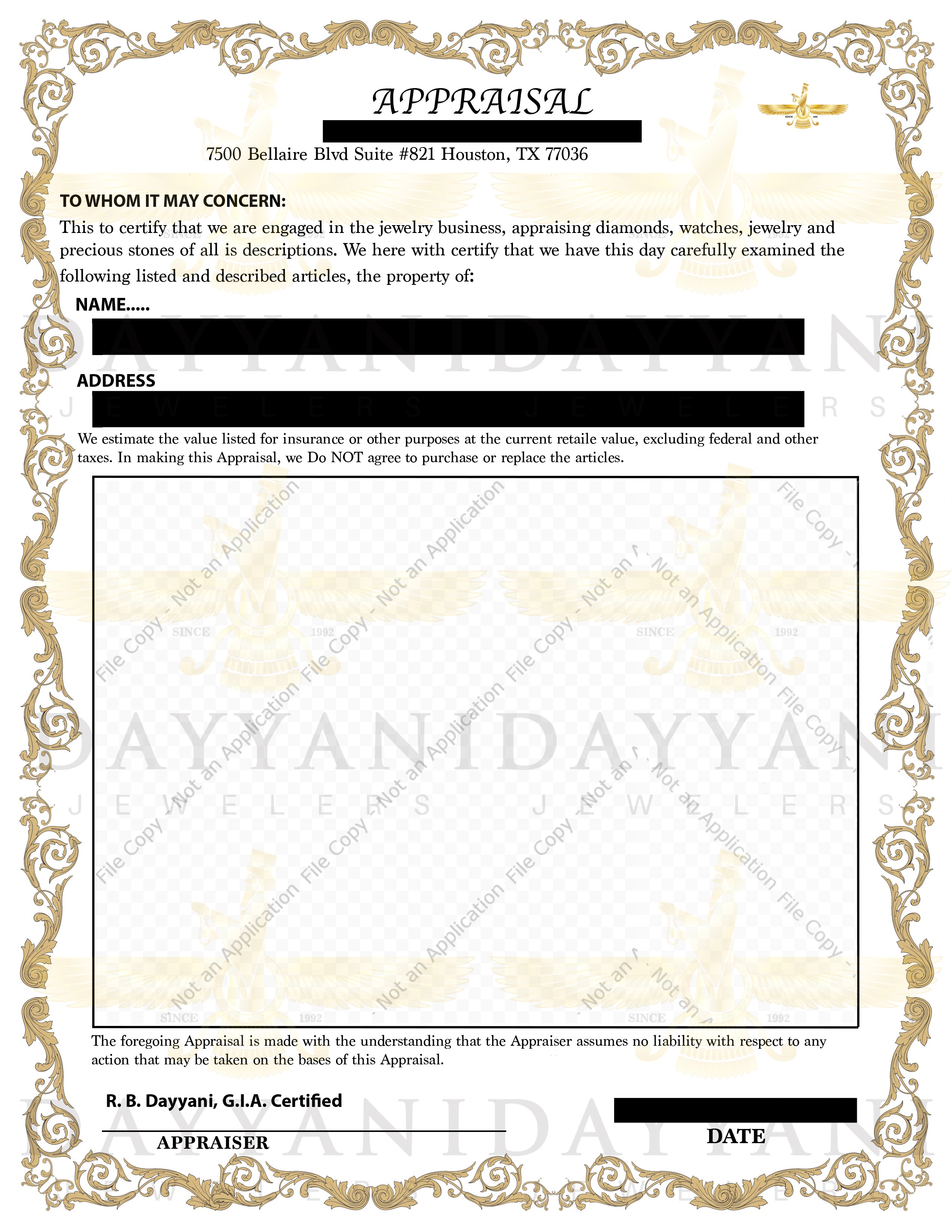 Jewelry Appraisal By Dayyani Jewelers