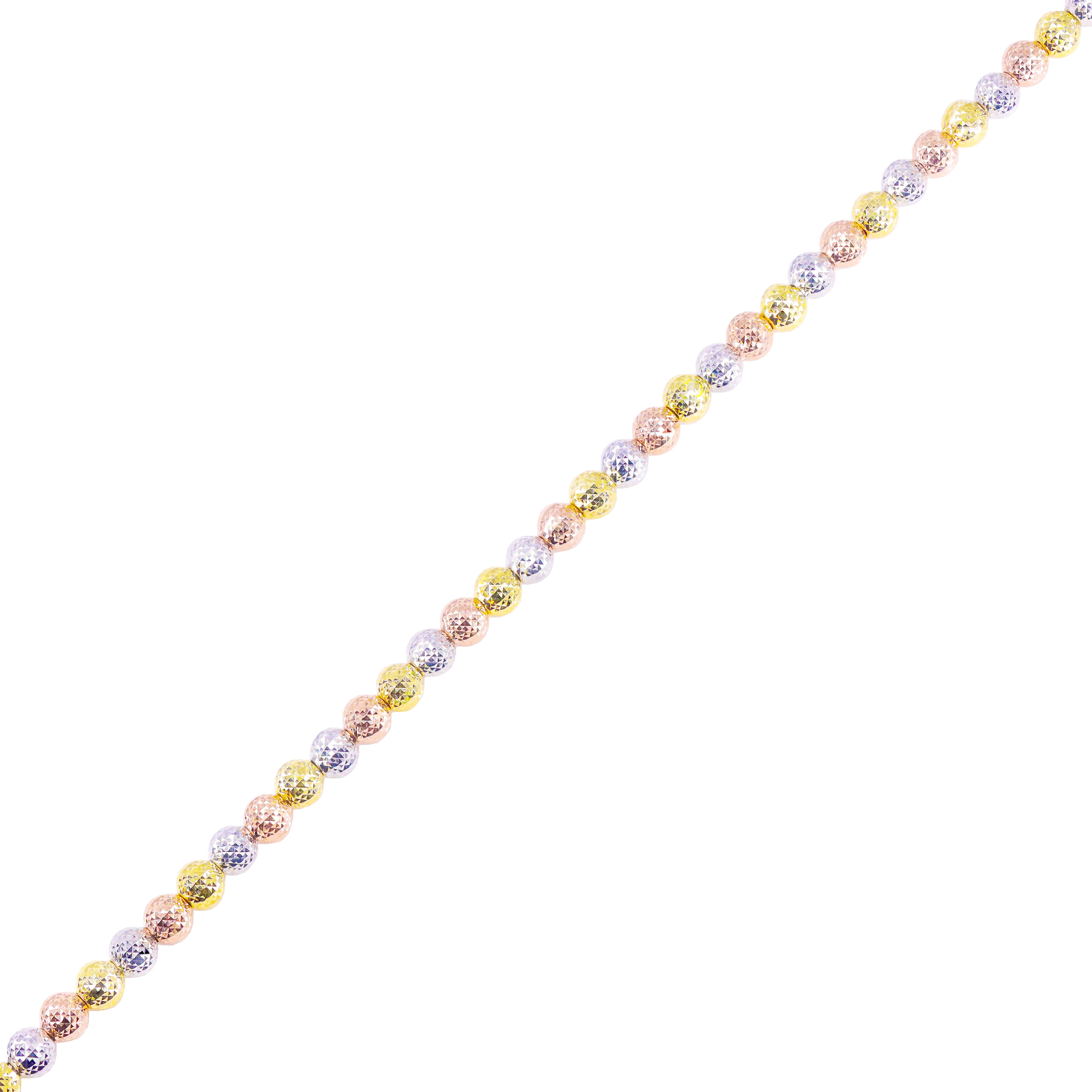 14KT Tri-Tone Disco Ball Candy Link Gold Bracelet