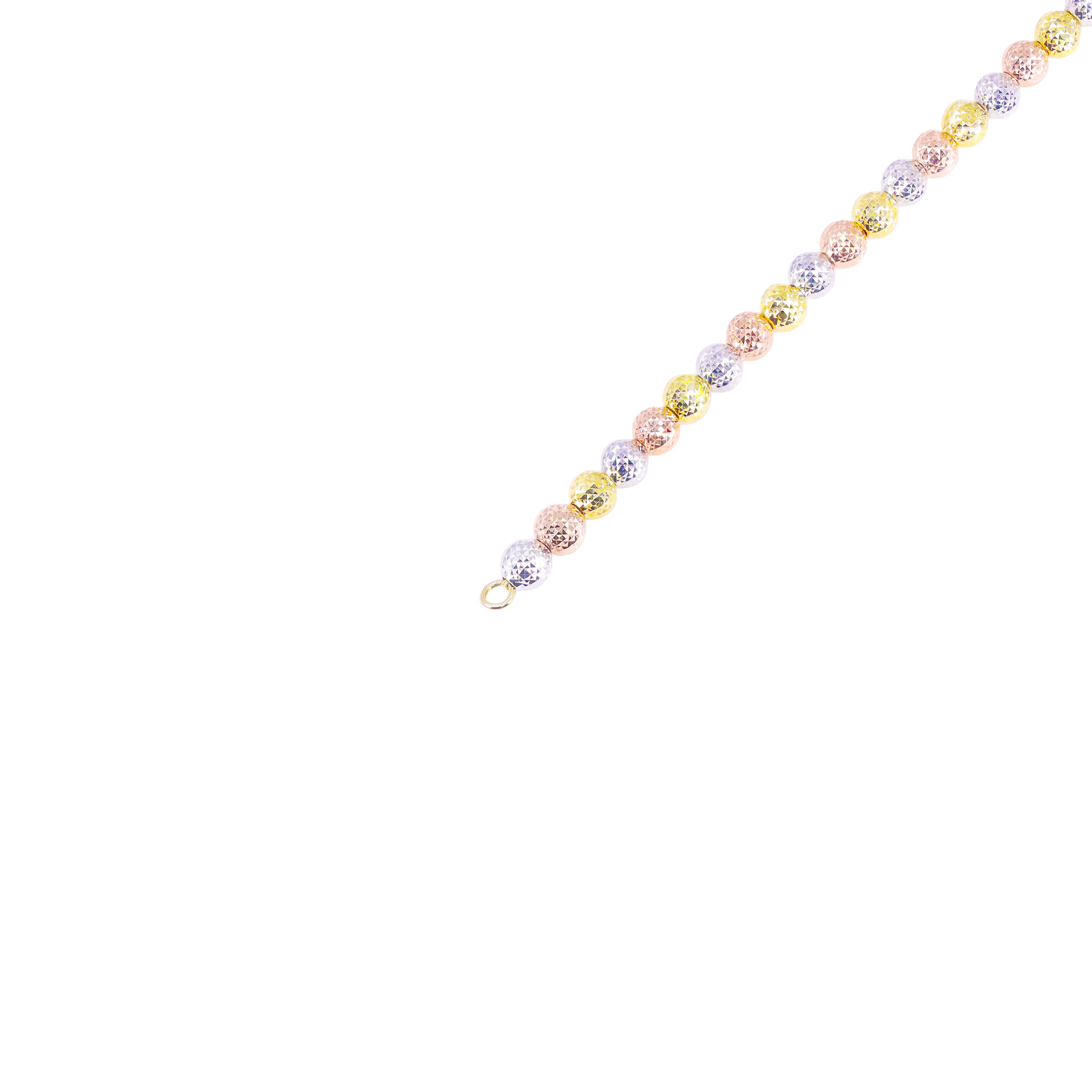14KT Tri-Tone Disco Ball Candy Link Gold Bracelet