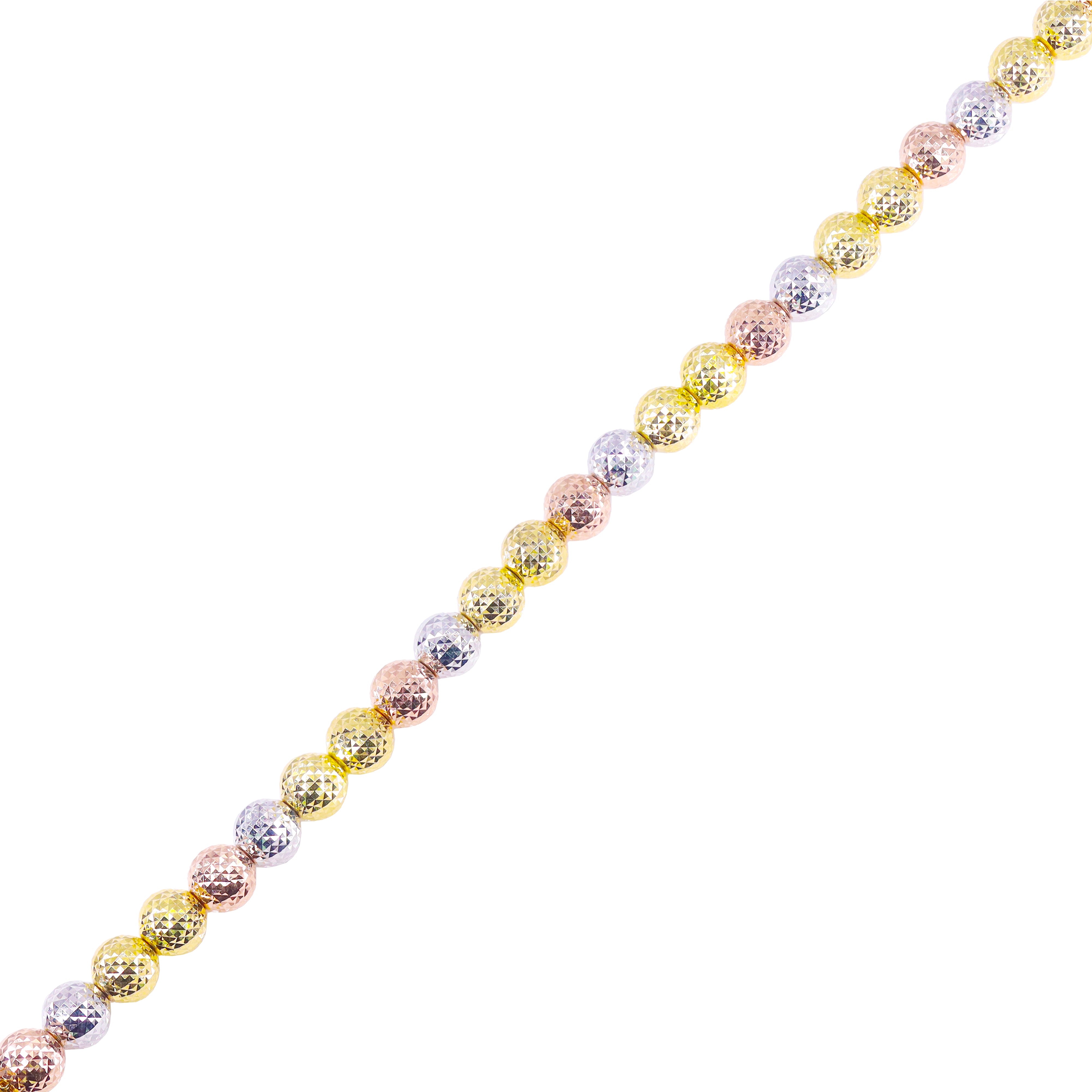 14KT Tri-Tone Disco Ball Candy Link Gold Bracelet