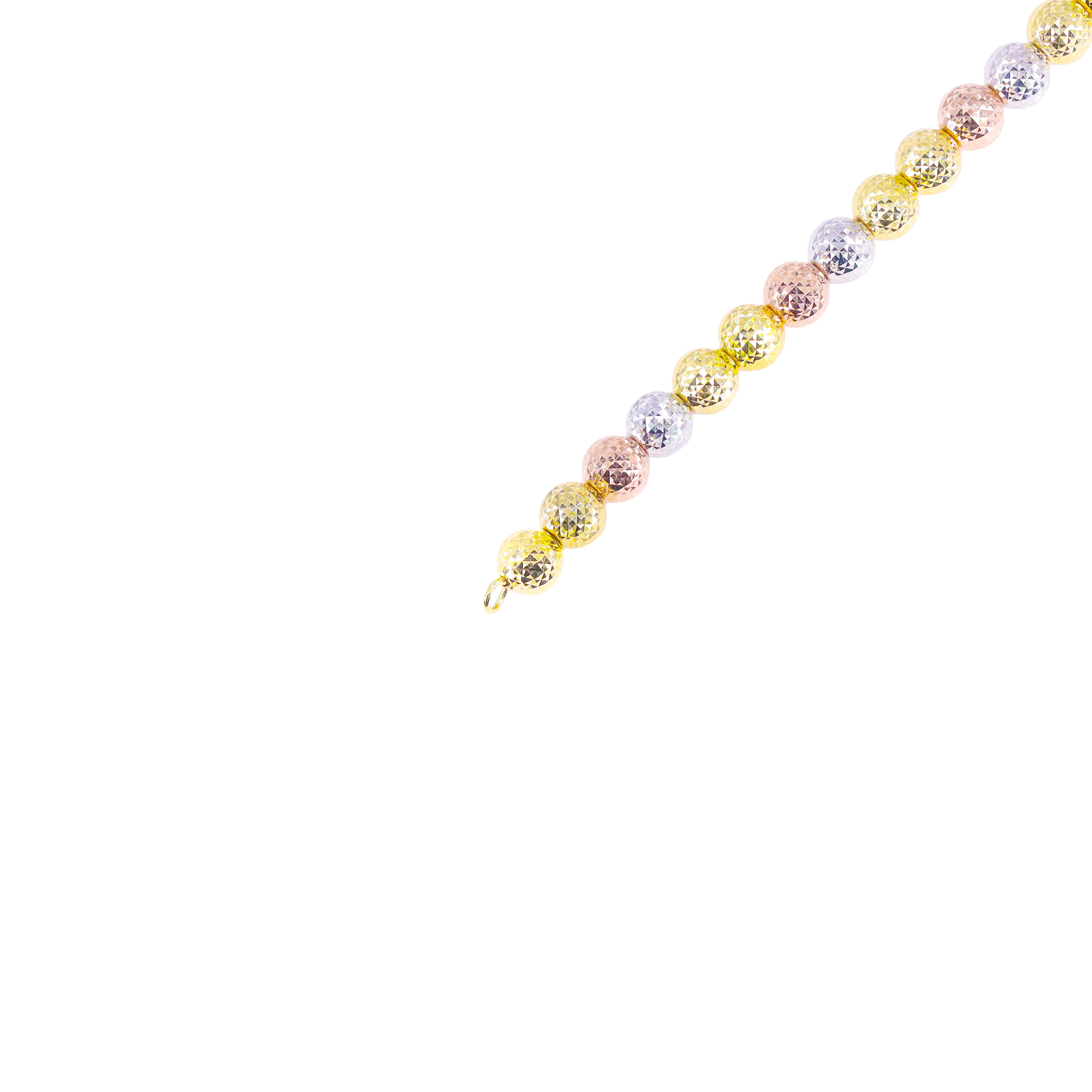 14KT Tri-Tone Disco Ball Candy Link Gold Bracelet