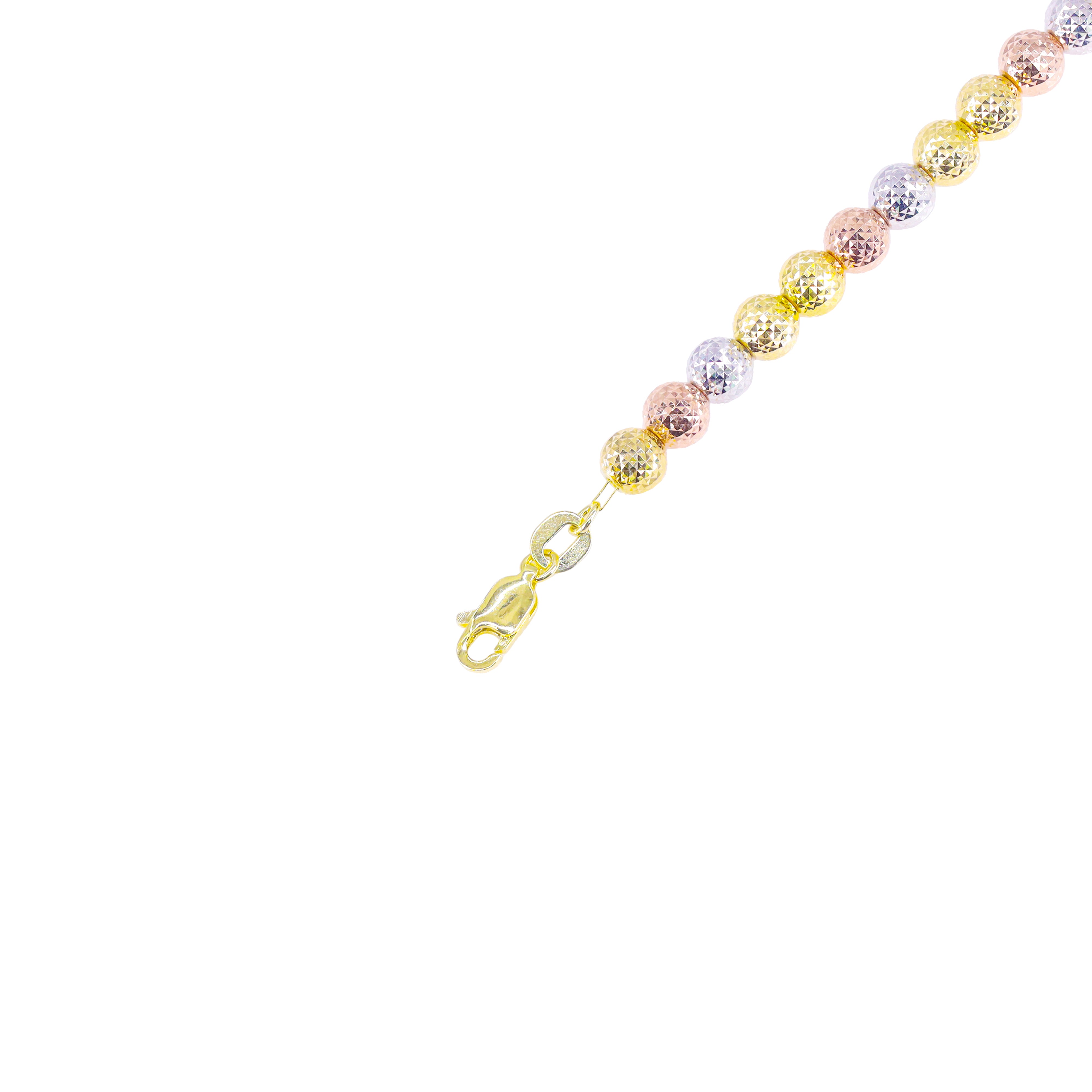14KT Tri-Tone Disco Ball Candy Link Gold Bracelet