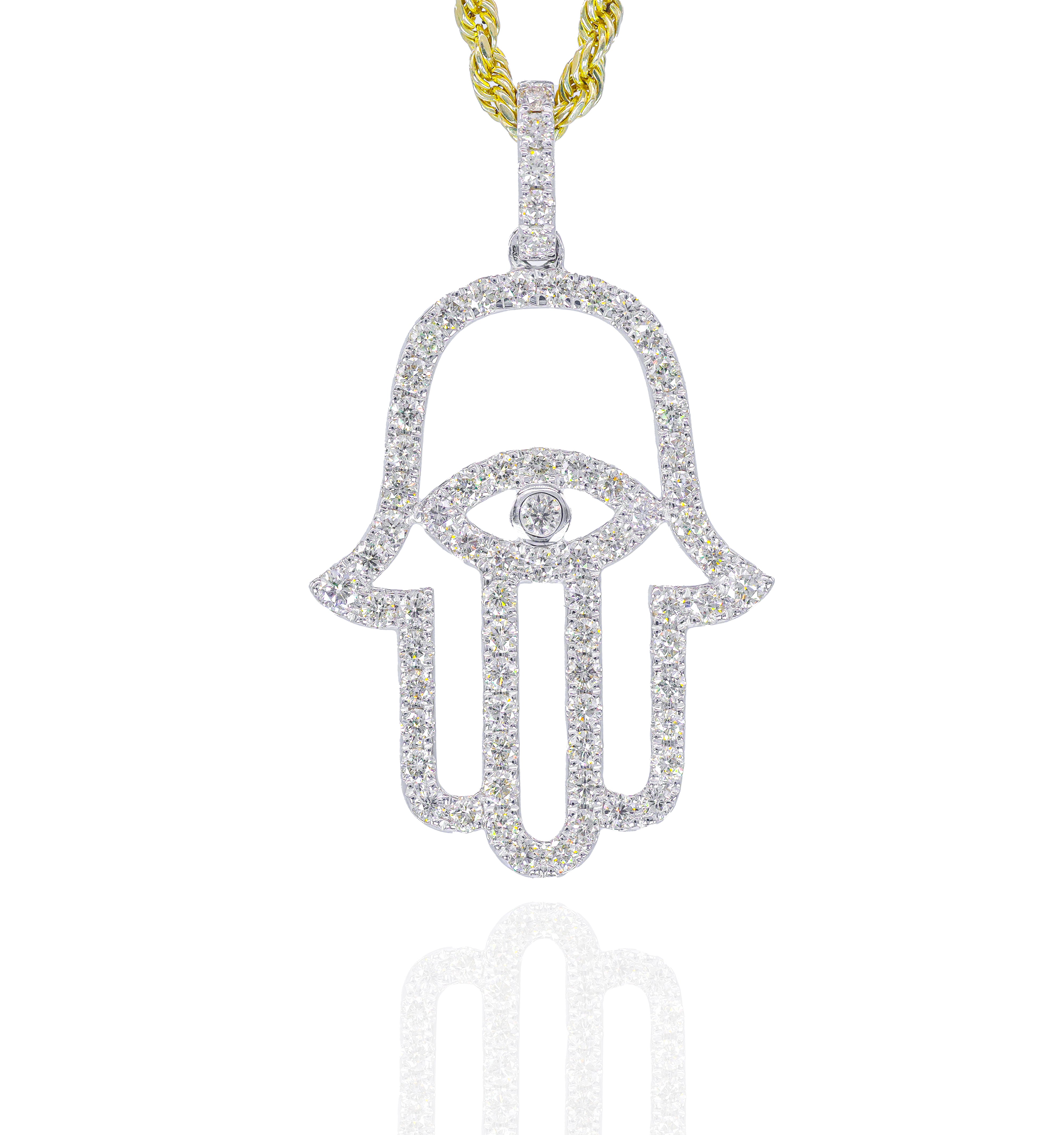 Hamza Hand Outline Diamond Pendant