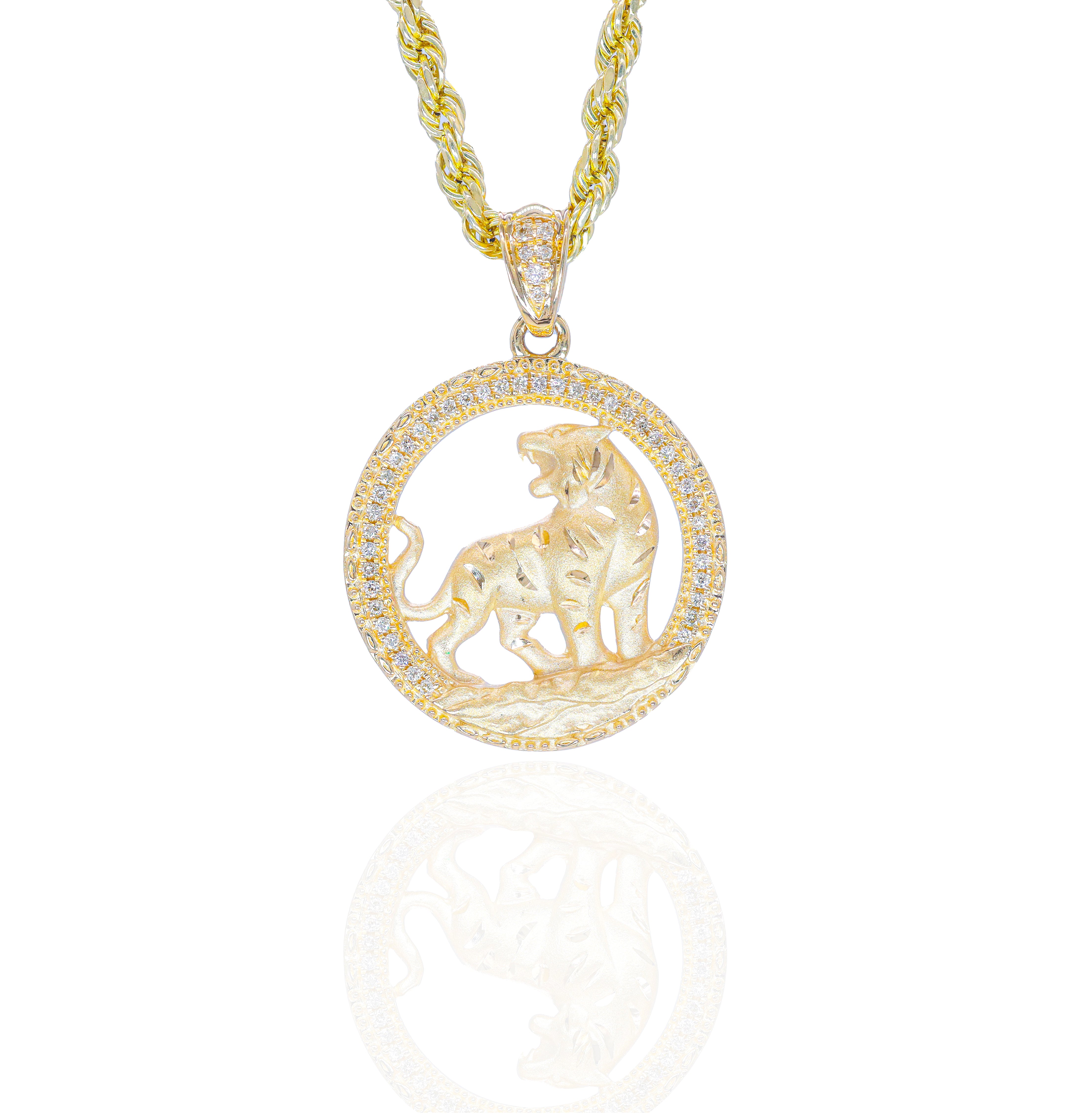Gold Tiger Diamond Pendant