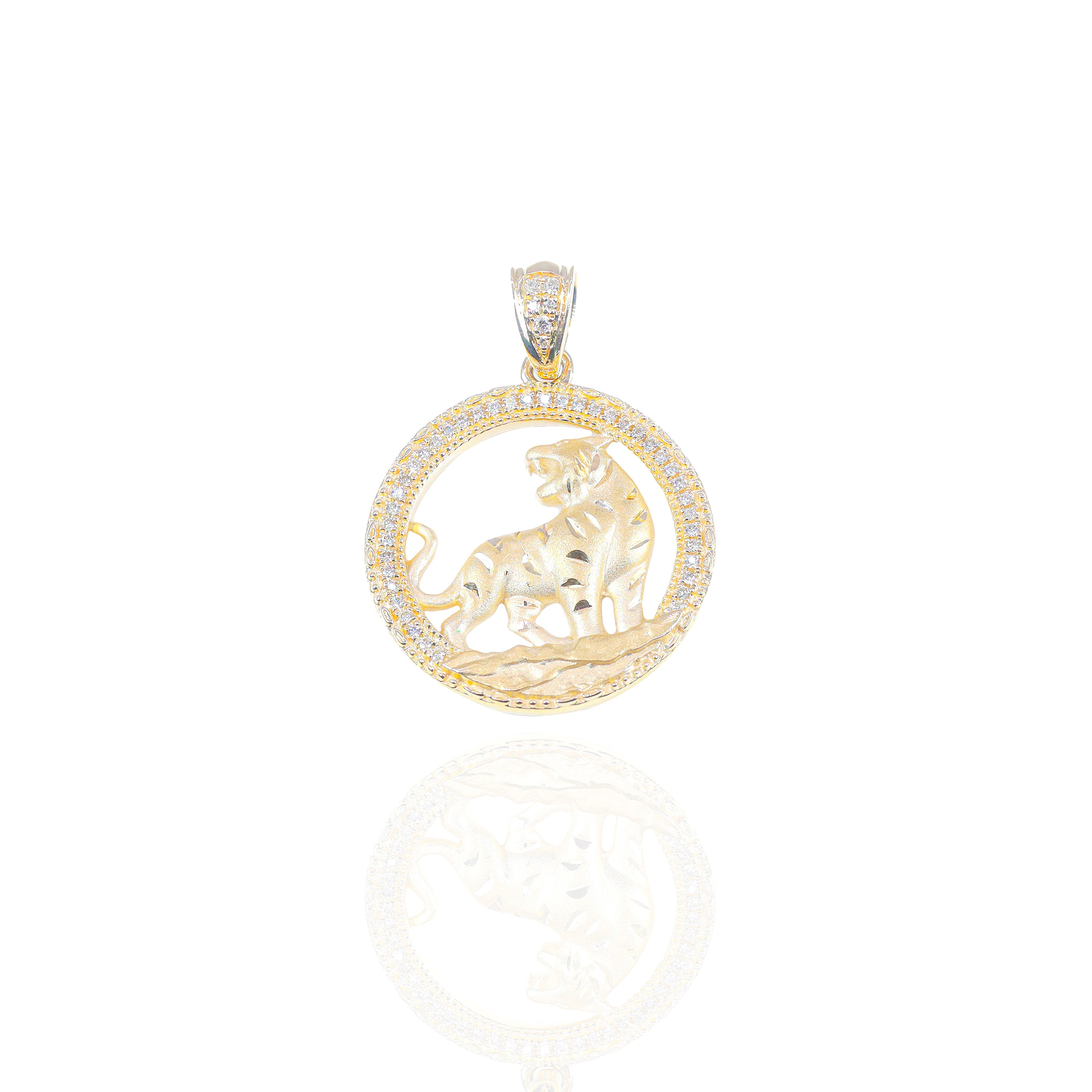 Gold Tiger Diamond Pendant