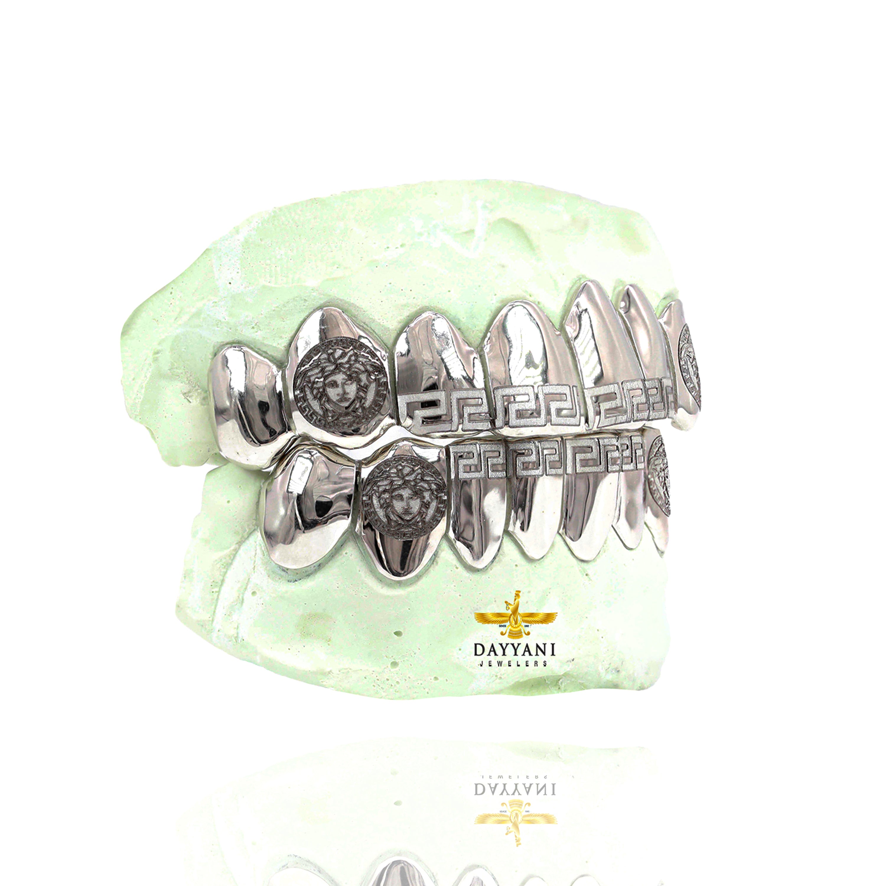 Custom 8 on 8 Versace Engraving Gold Grillz