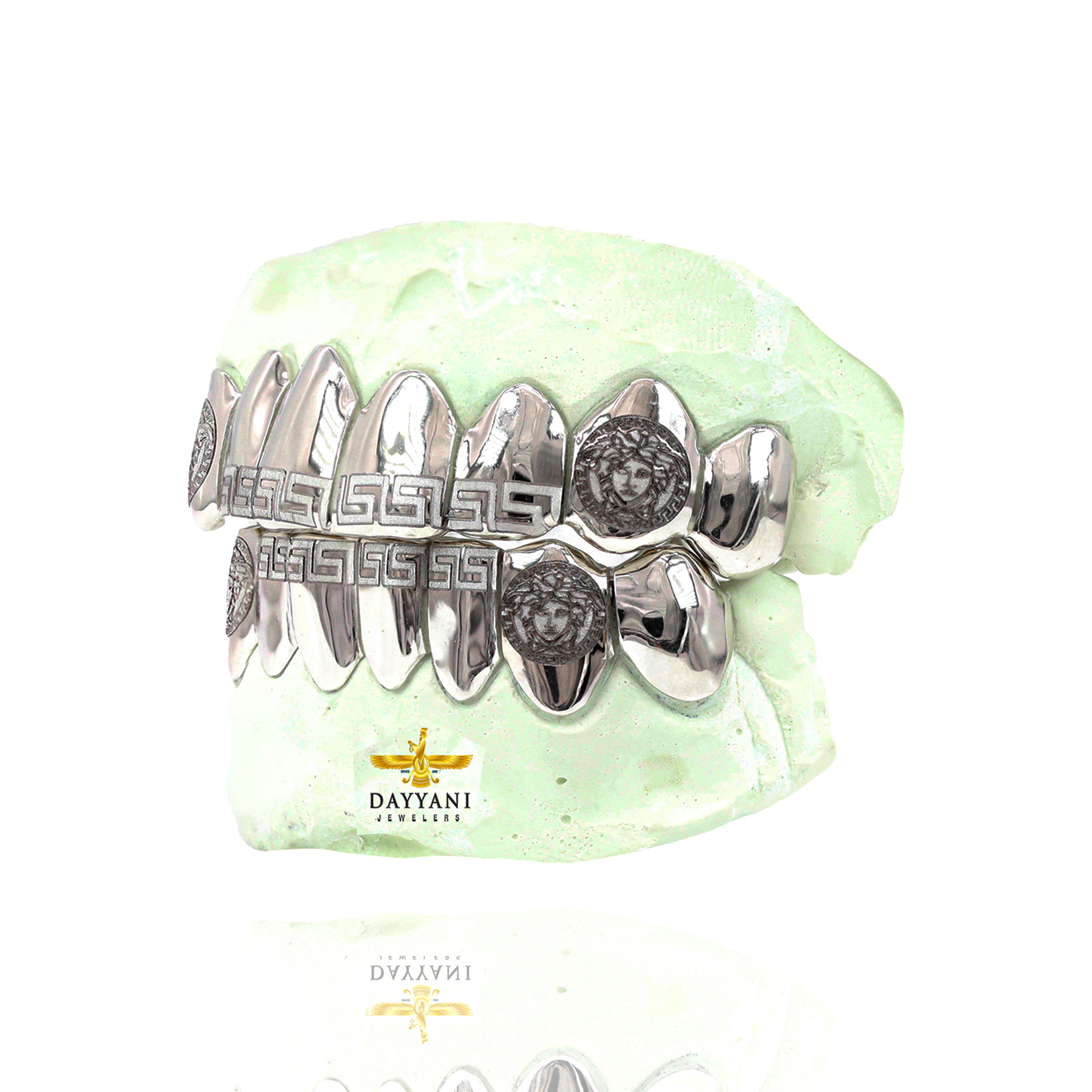 Custom 8 on 8 Versace Engraving Gold Grillz