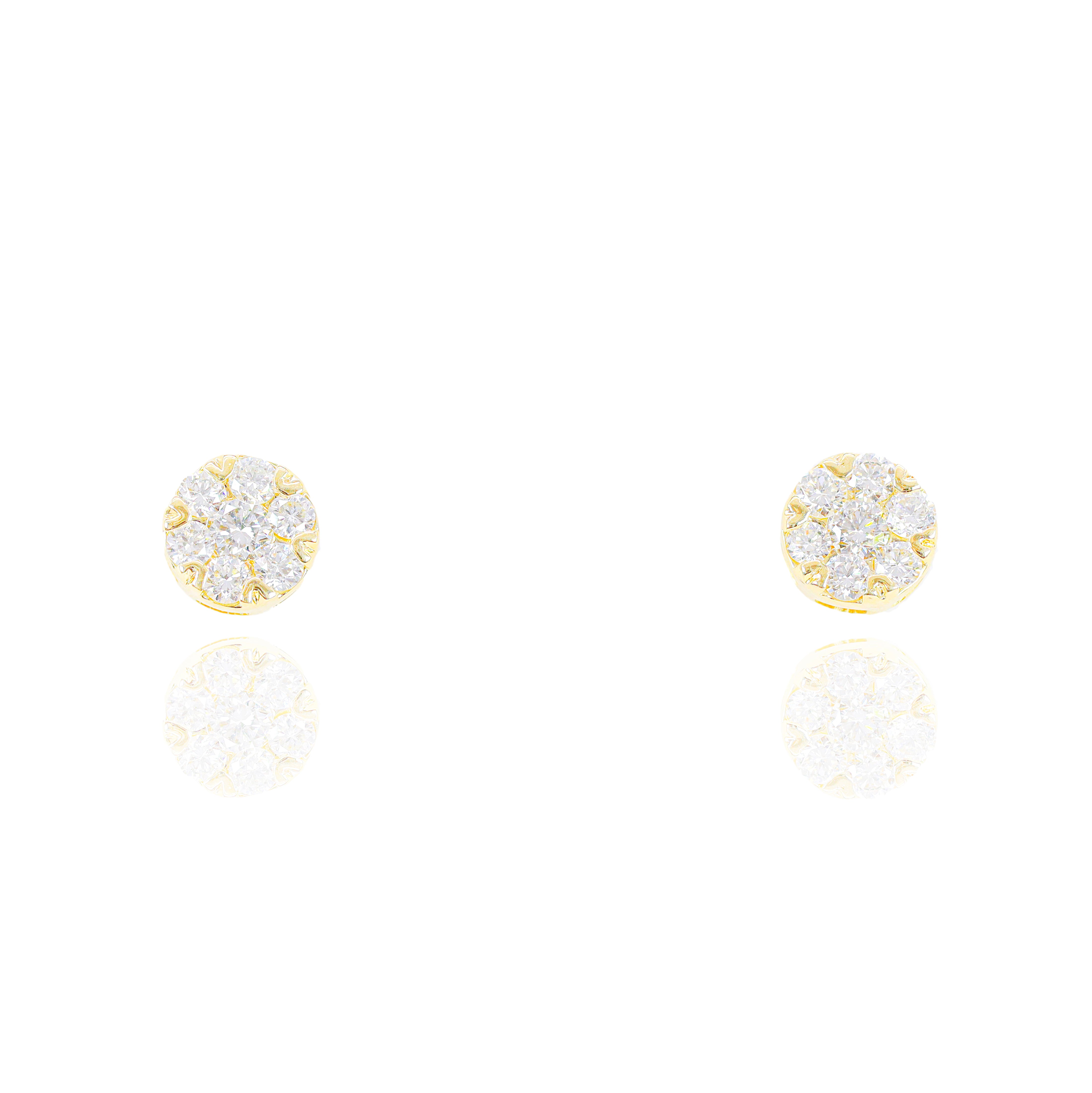 6 Prong Round Flower Style Diamond Earrings