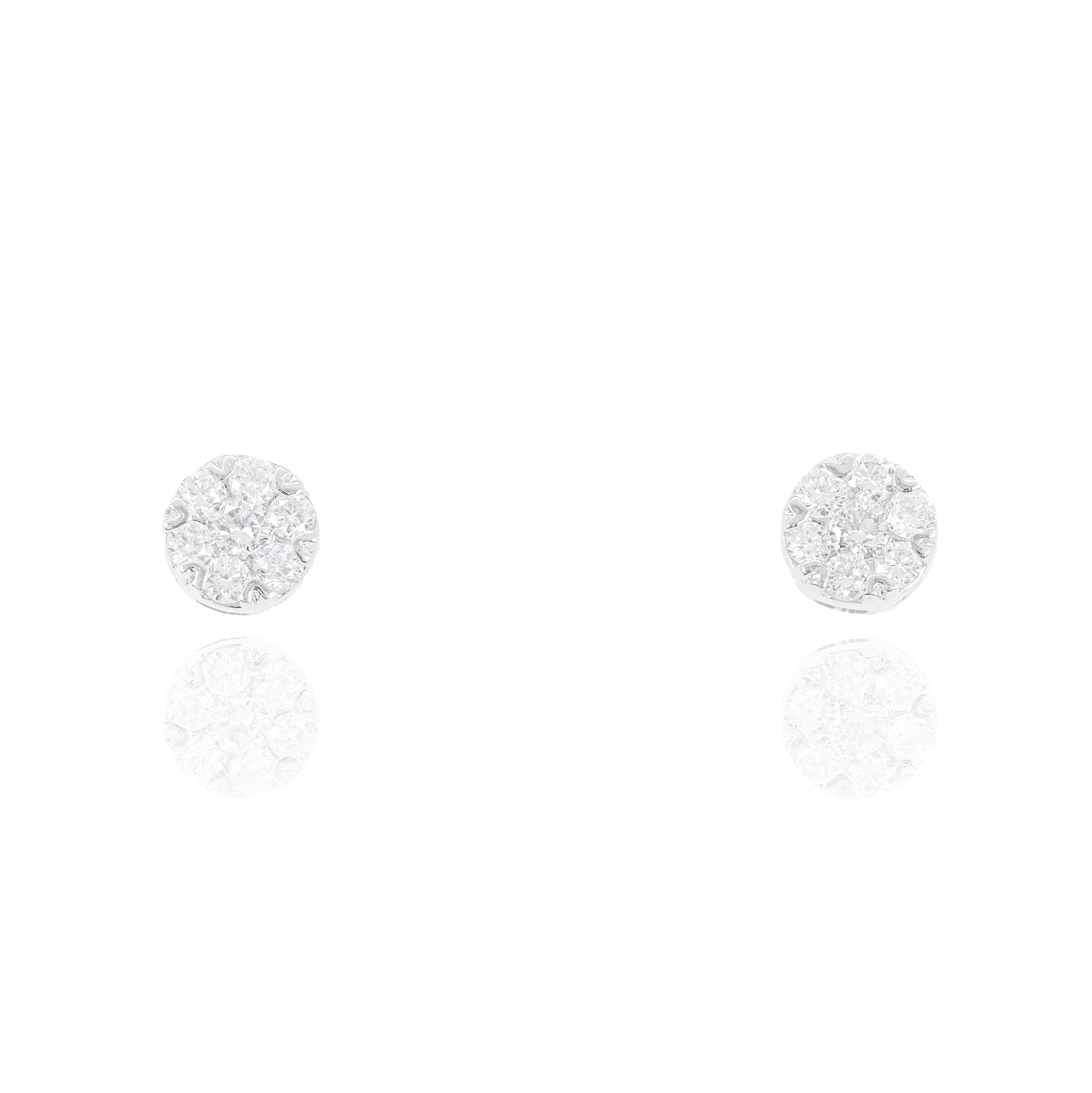 6 Prong Round Flower Style Diamond Earrings