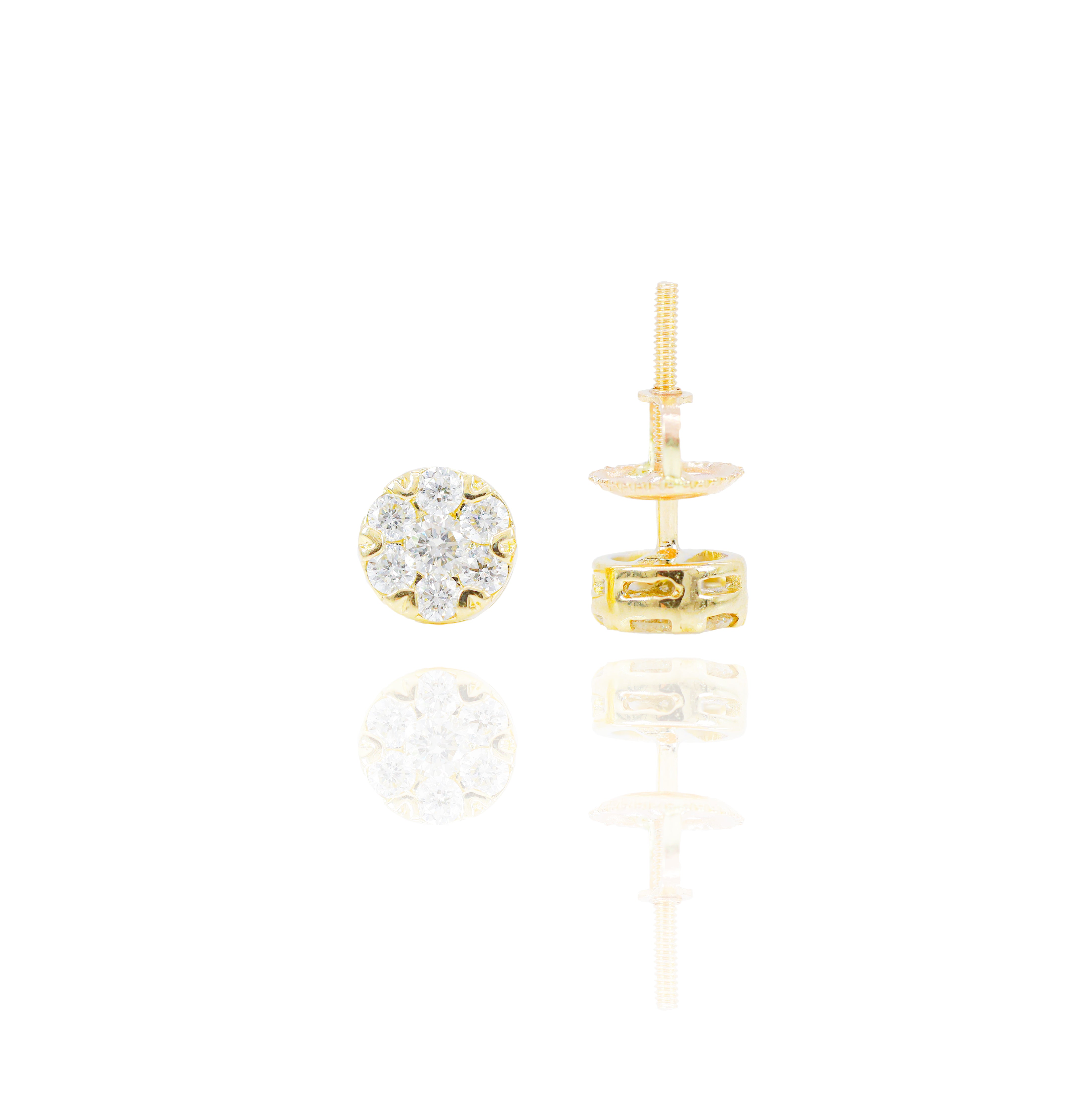 6 Prong Round Flower Style Diamond Earrings