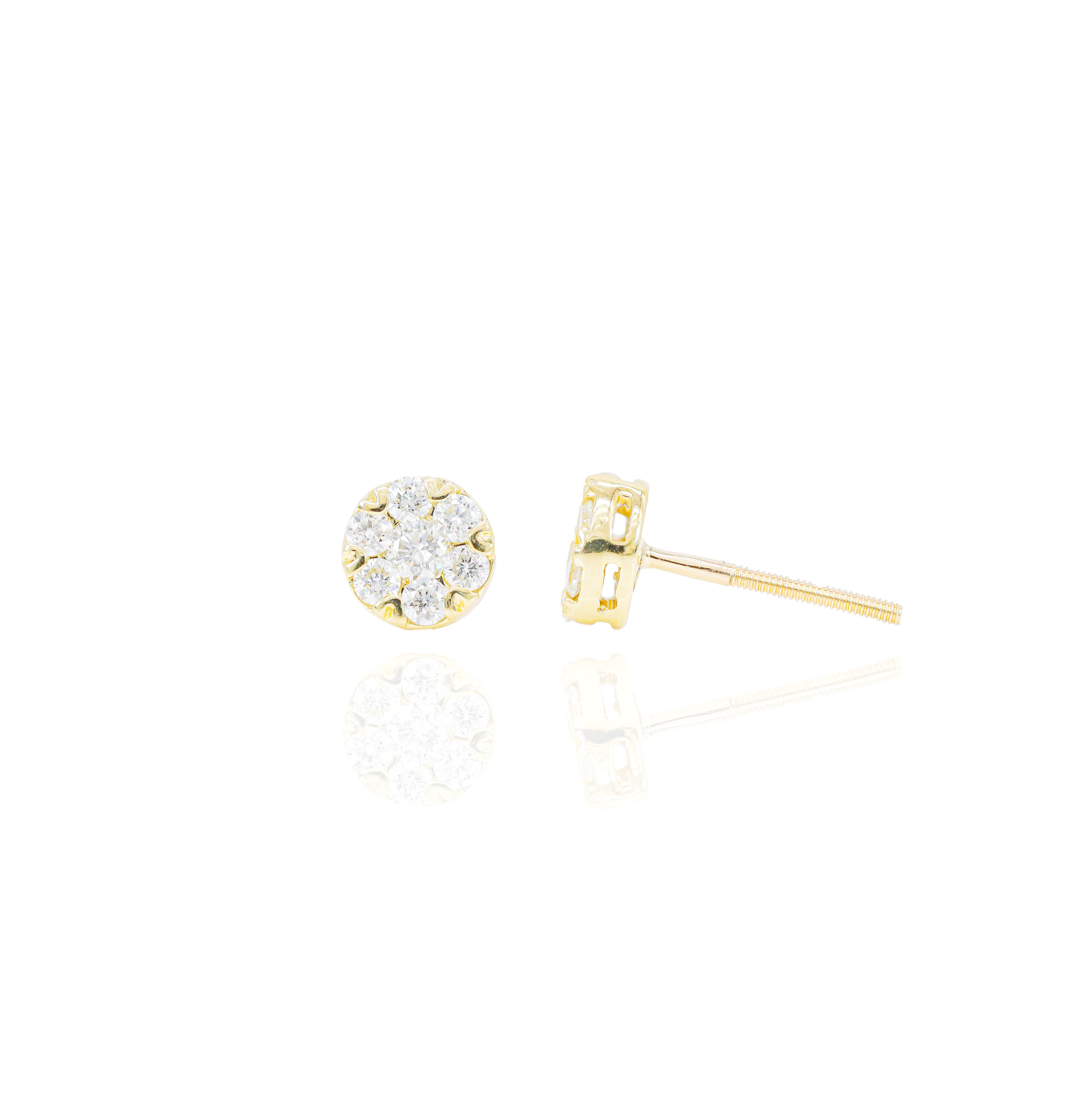 6 Prong Round Flower Style Diamond Earrings