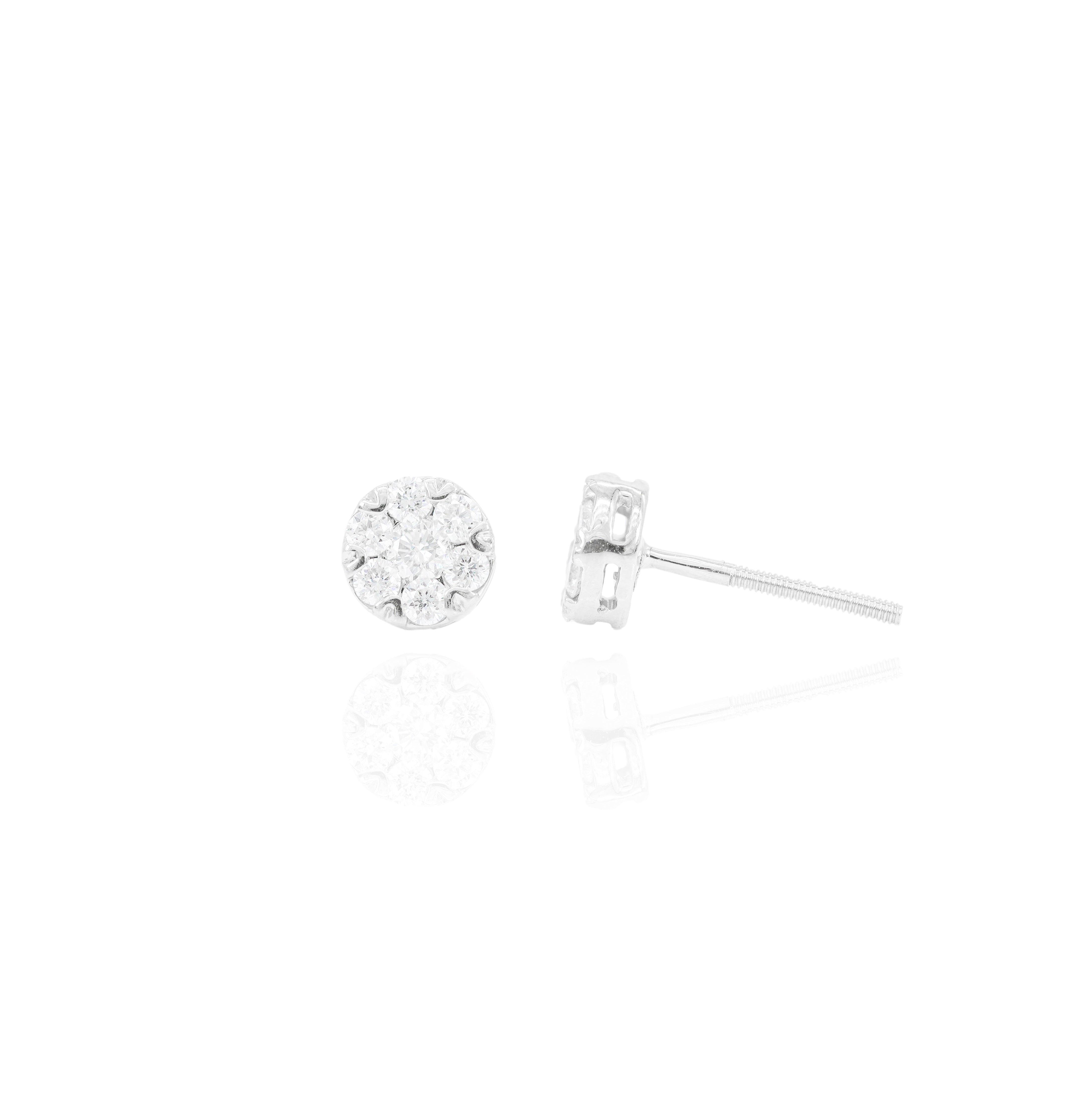 6 Prong Round Flower Style Diamond Earrings