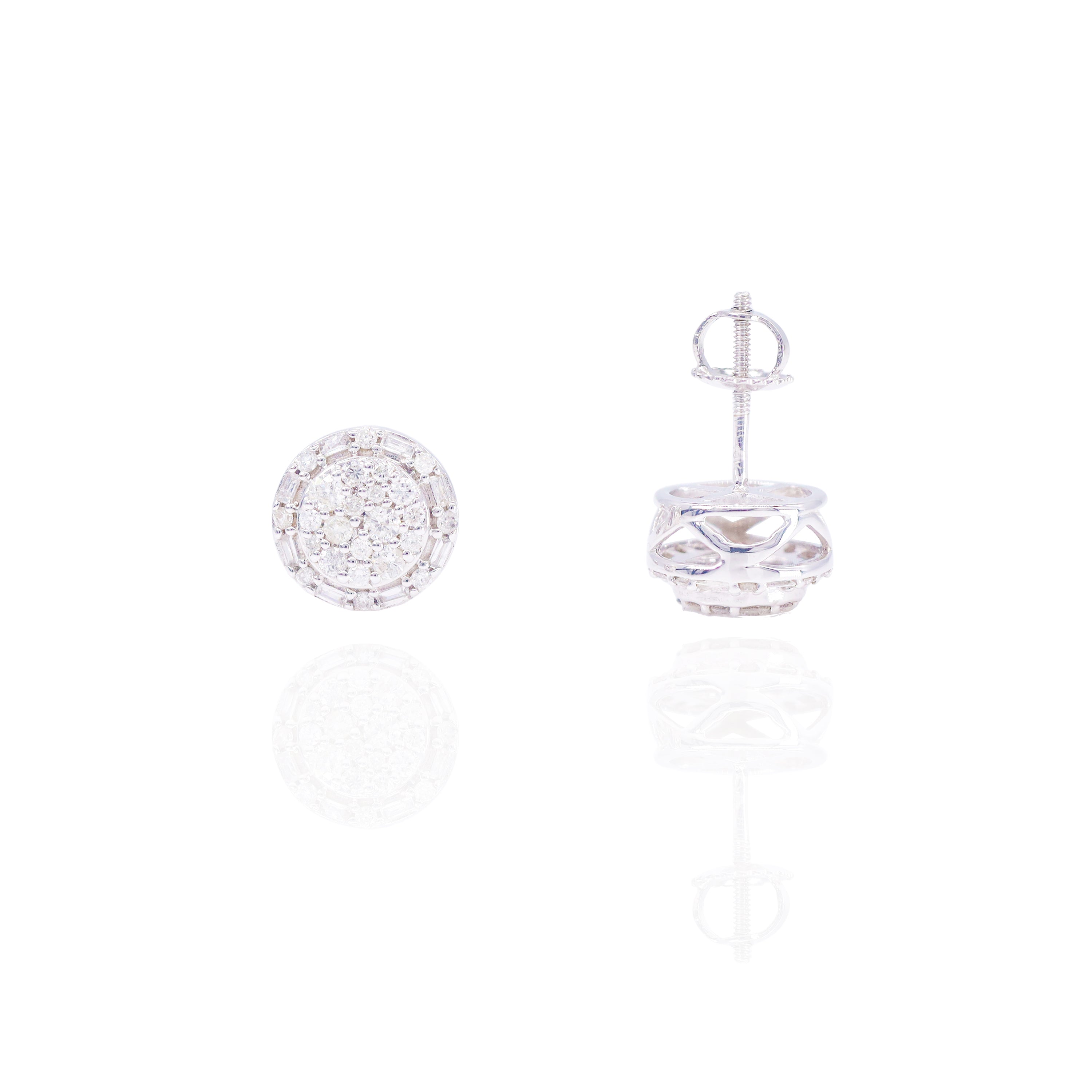 Round & Baguette Diamond Earrings