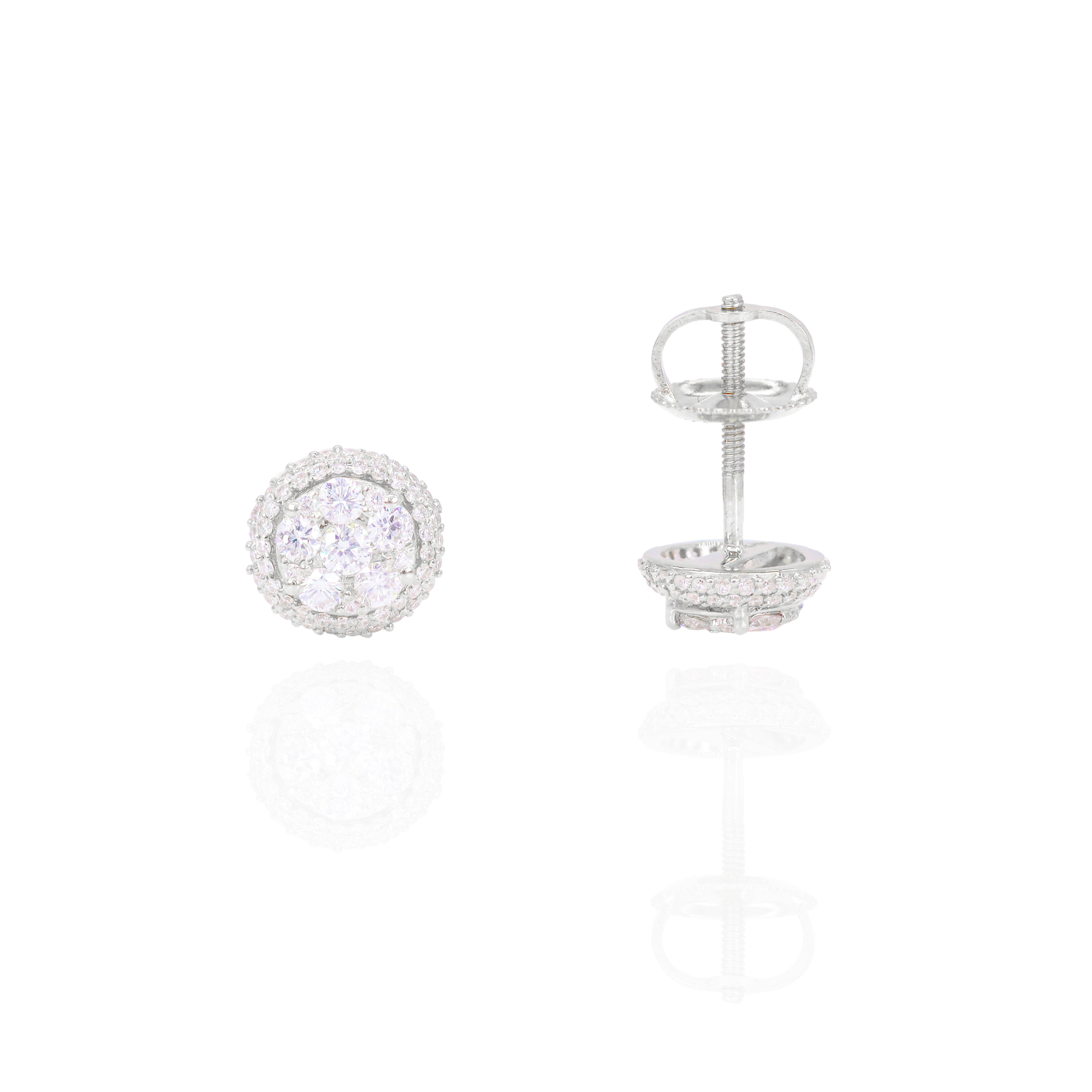 Round Dome Diamond Earrings