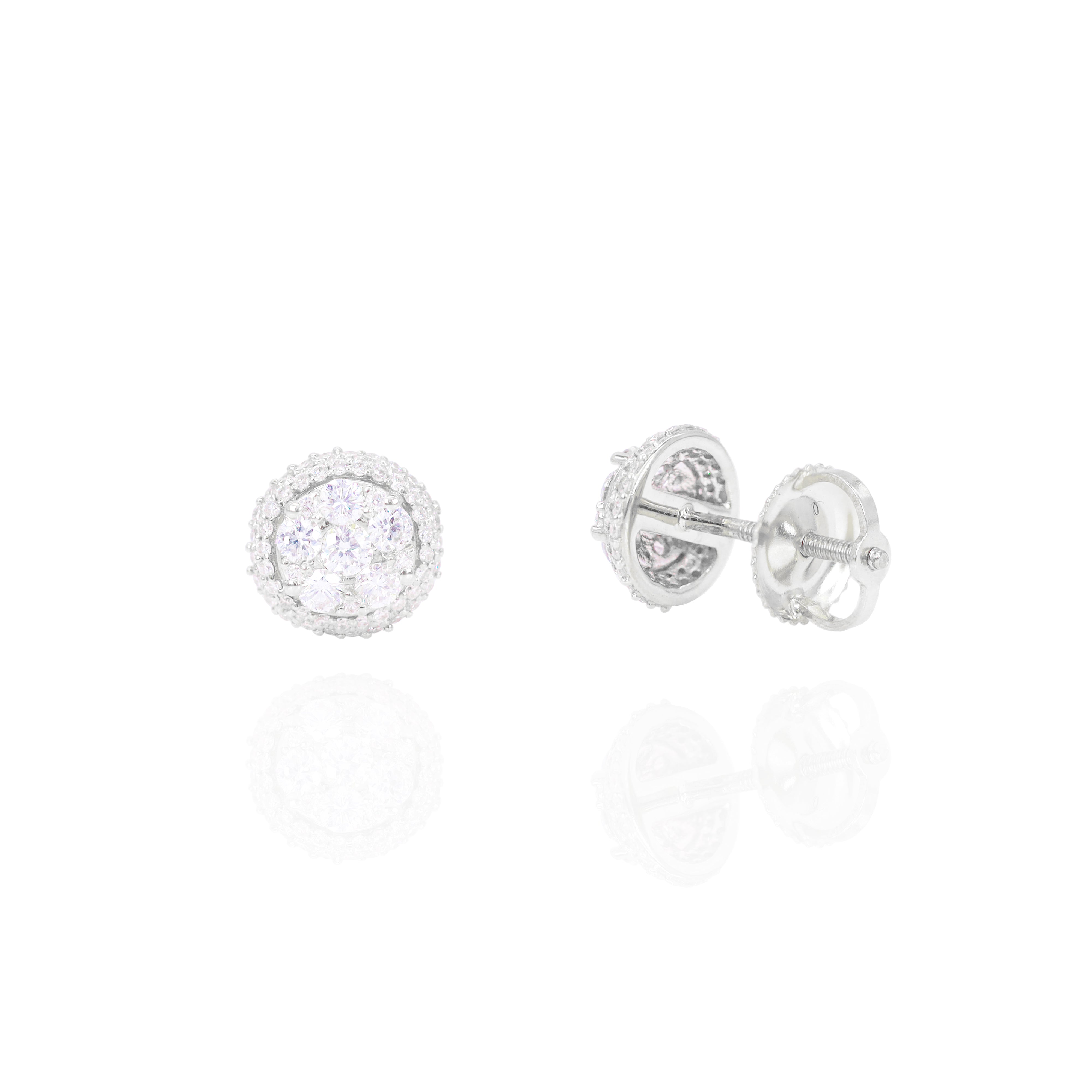 Round Dome Diamond Earrings