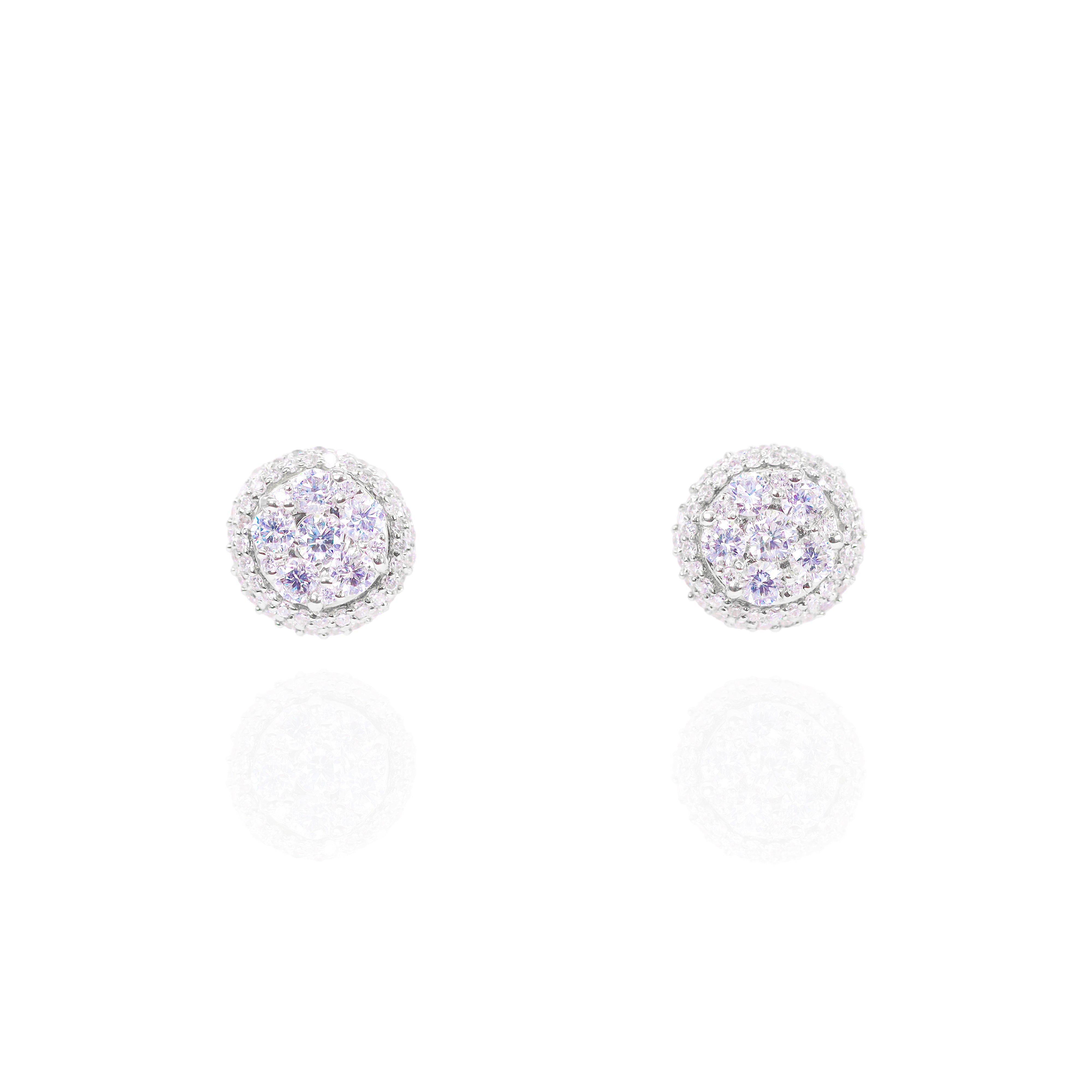 Round Dome Diamond Earrings