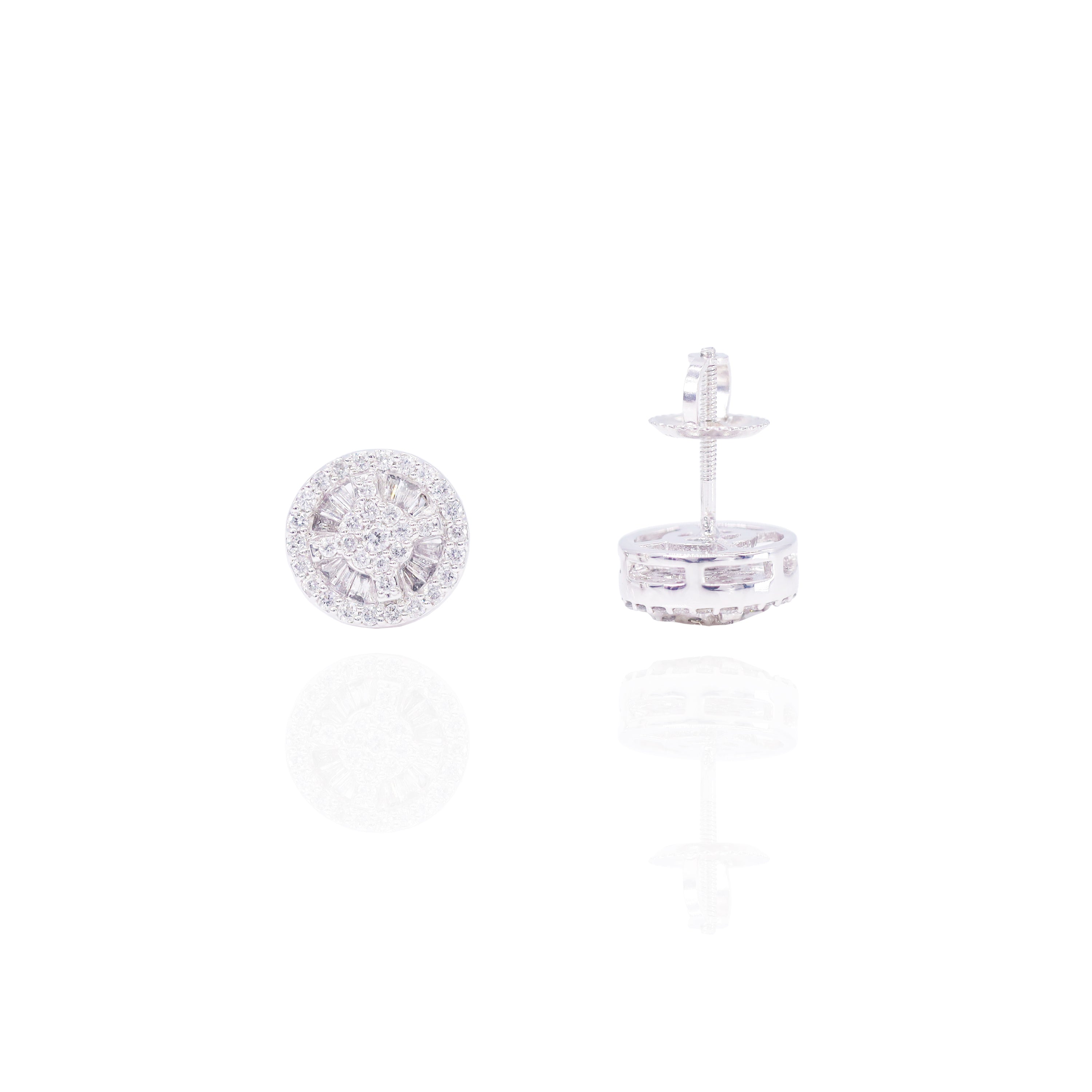 Baguette Cluster with Crossing Round Diamond Earrings