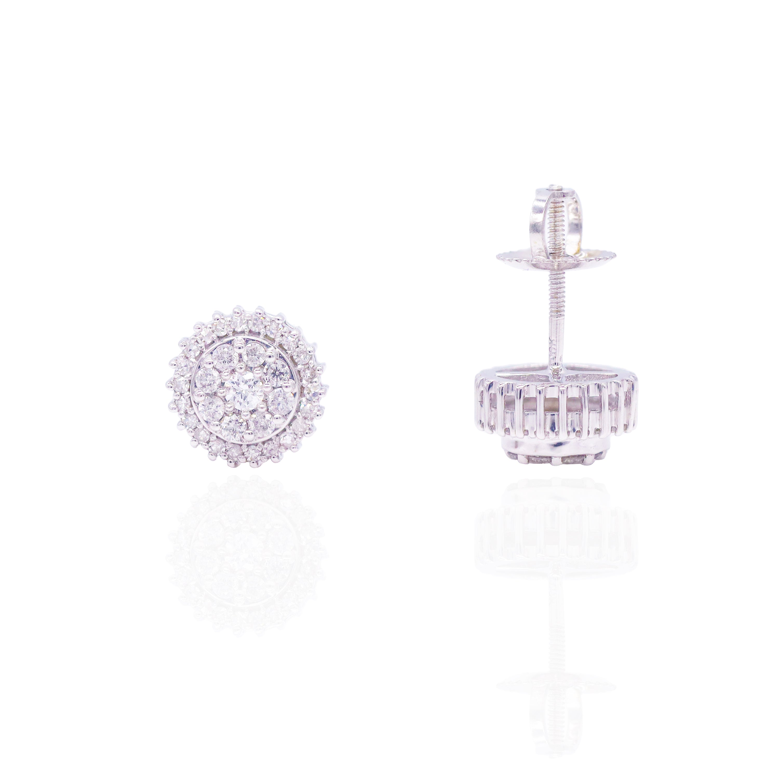 Double Layer Round Cluster Diamond Earrings
