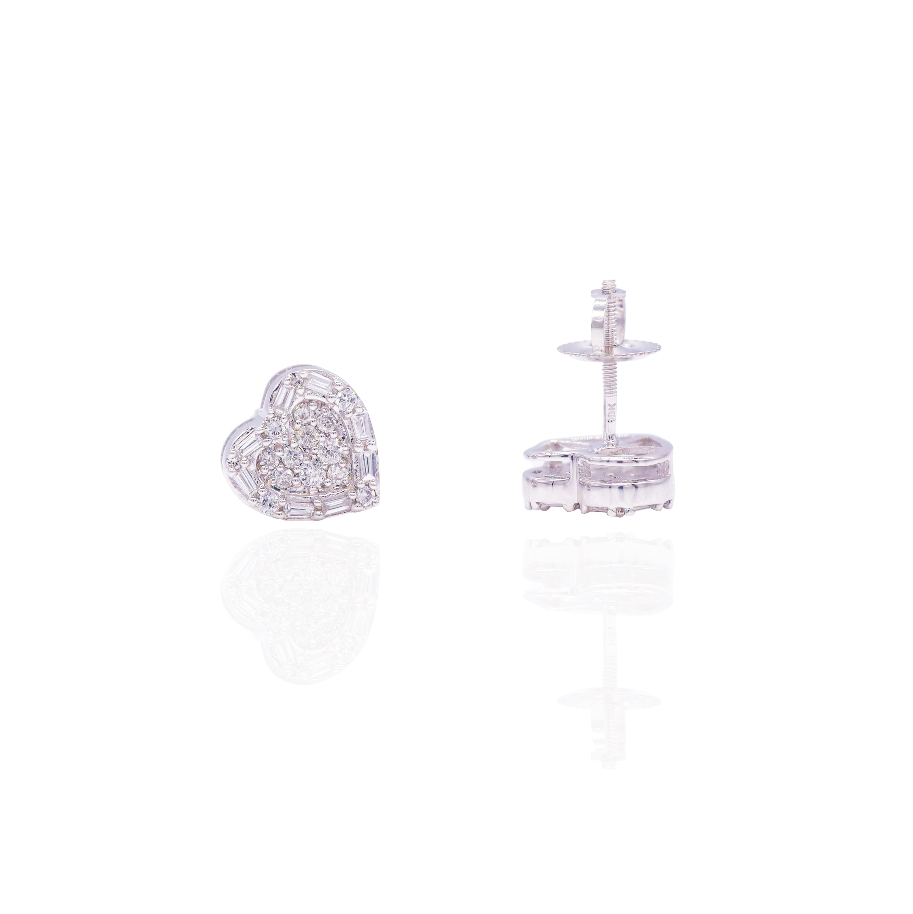 Baguette & Round Border Heart Diamond Earrings
