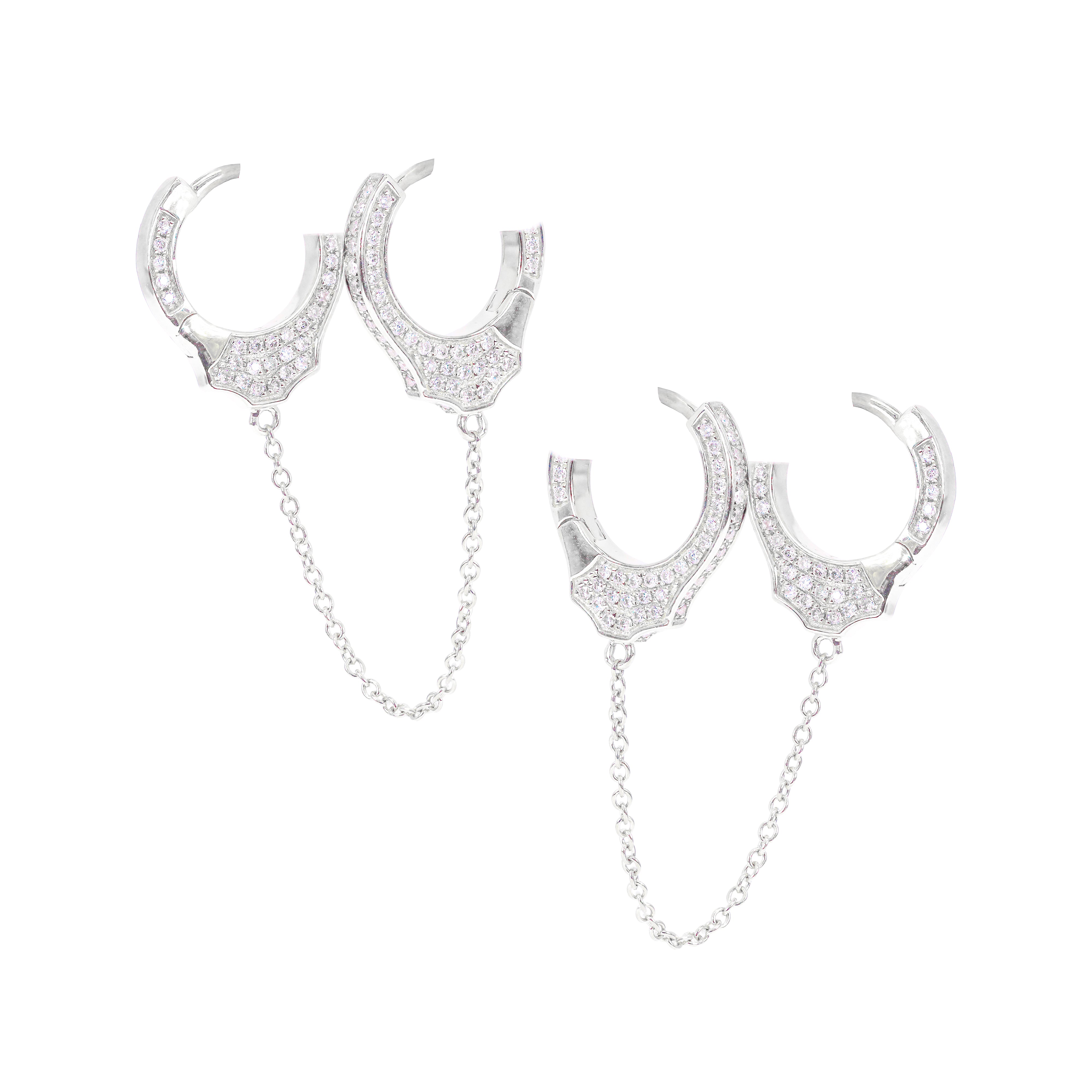 Hand-Cuff Hanging Diamond Earrings