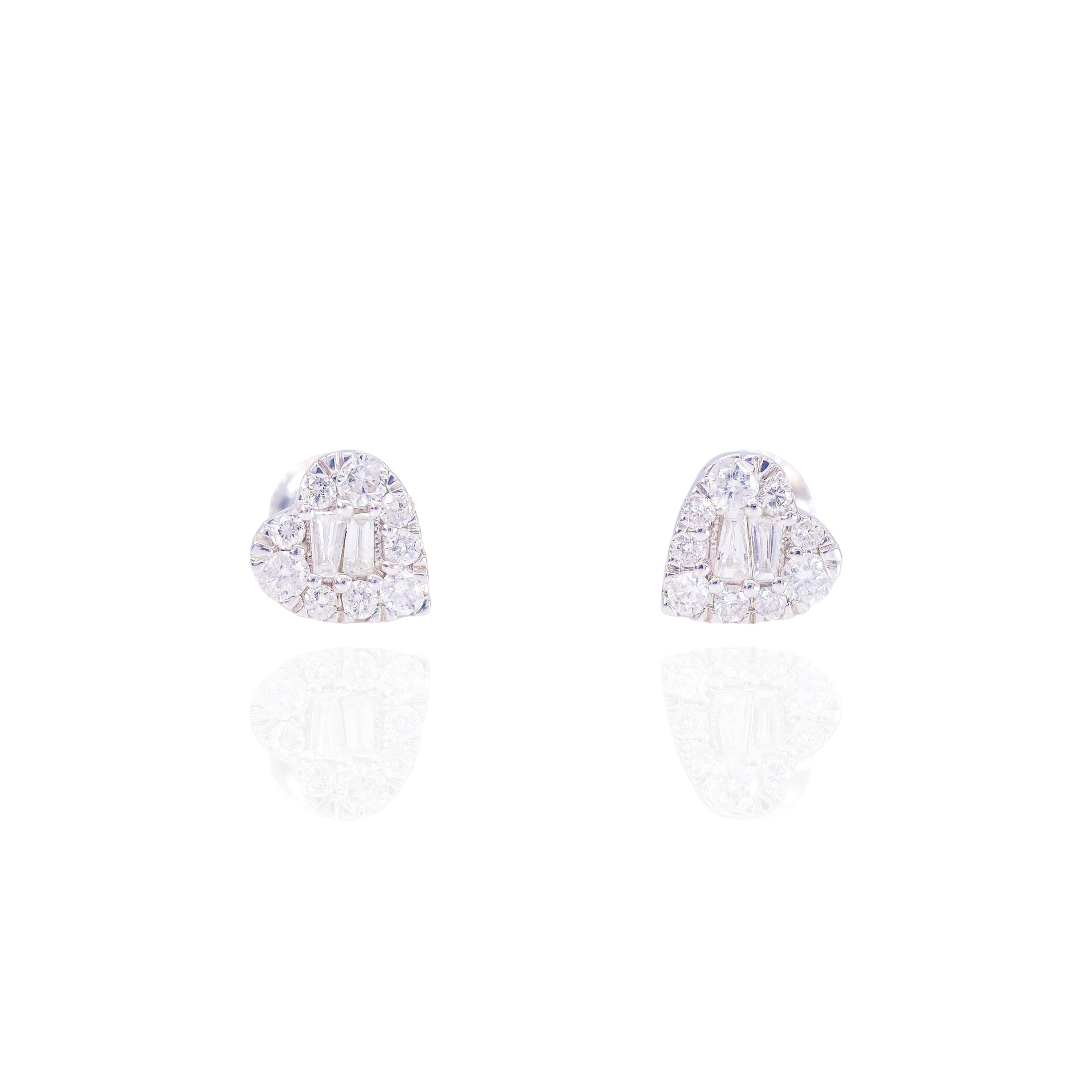 Heart Cluster Center Baguette Diamond Earrings