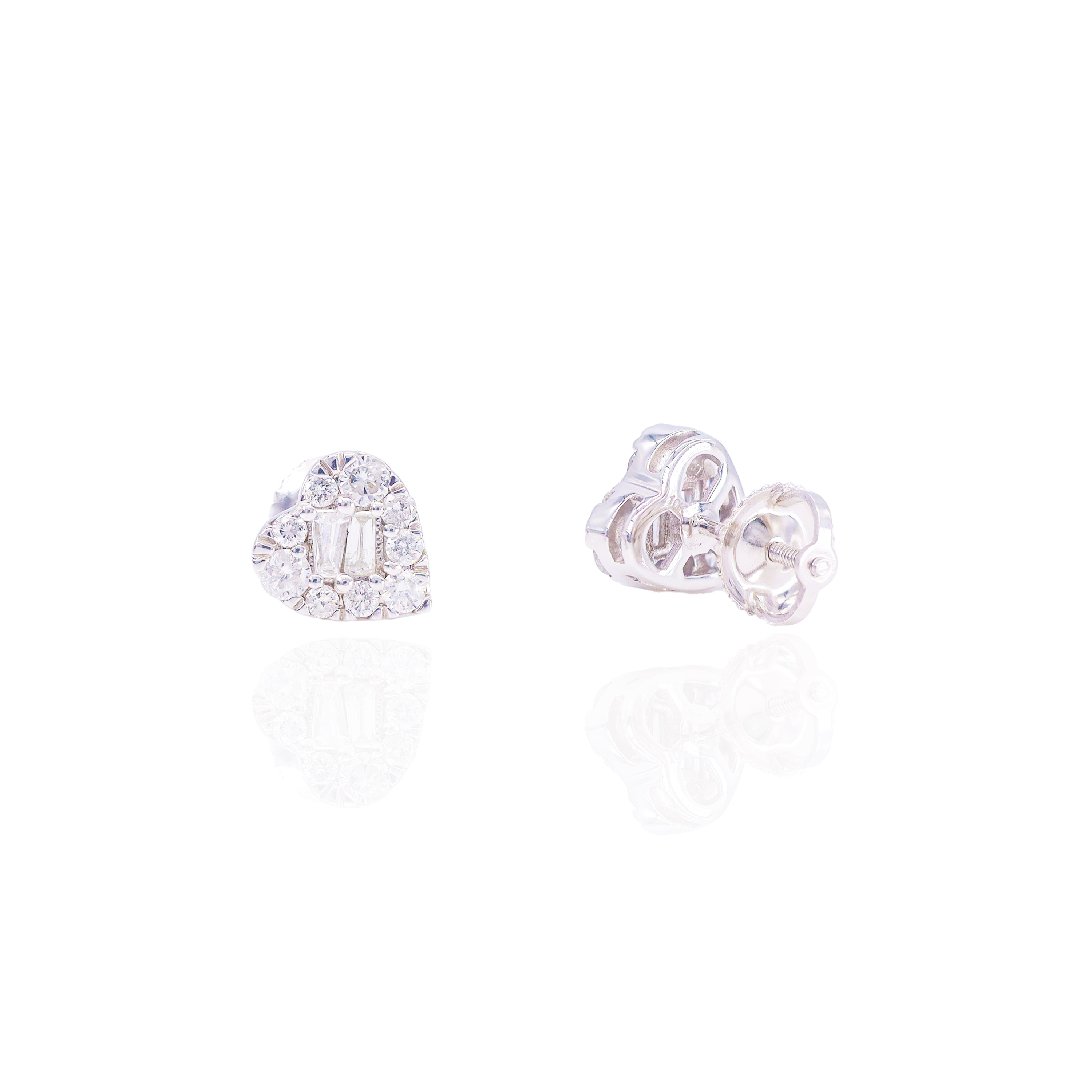 Heart Cluster Center Baguette Diamond Earrings