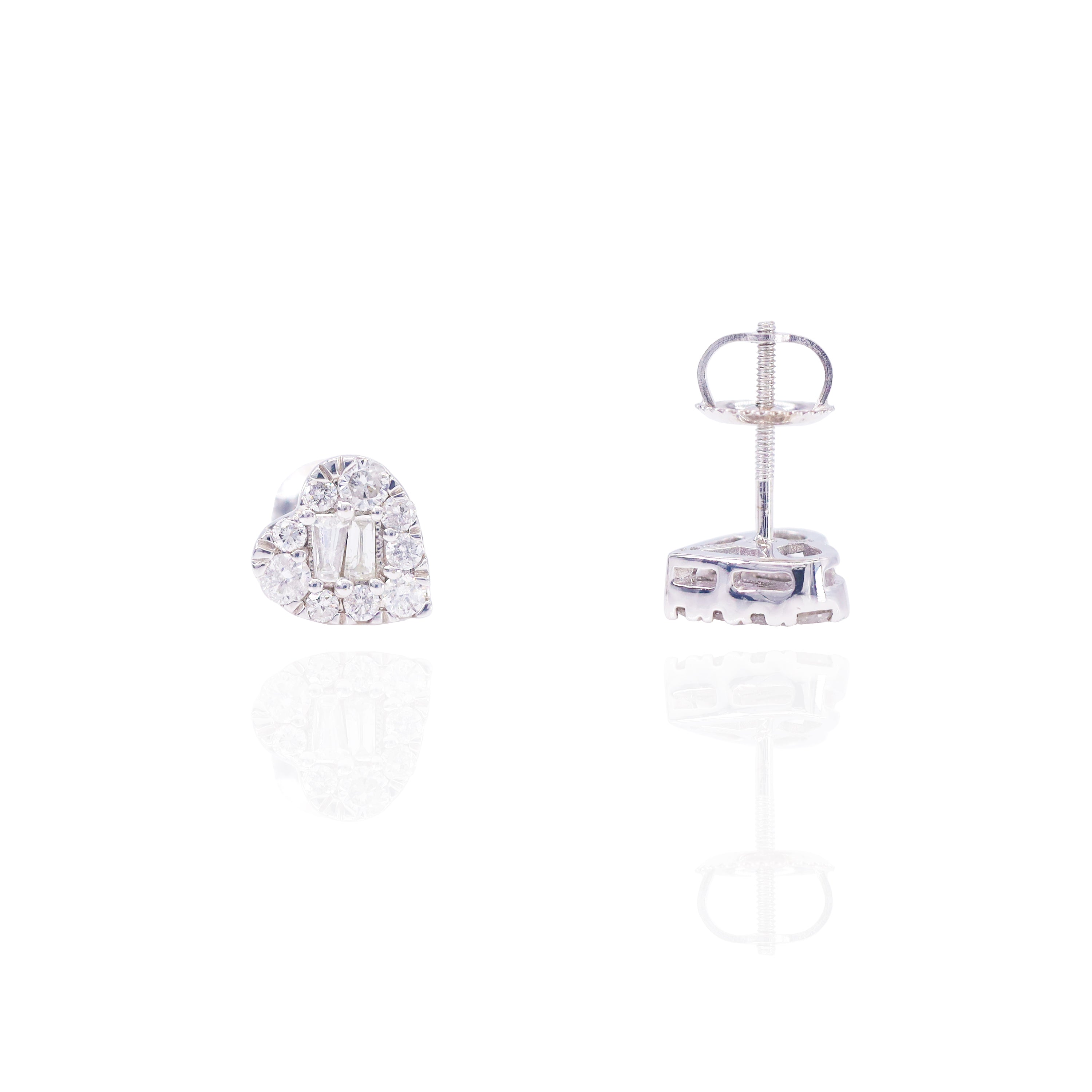 Heart Cluster Center Baguette Diamond Earrings
