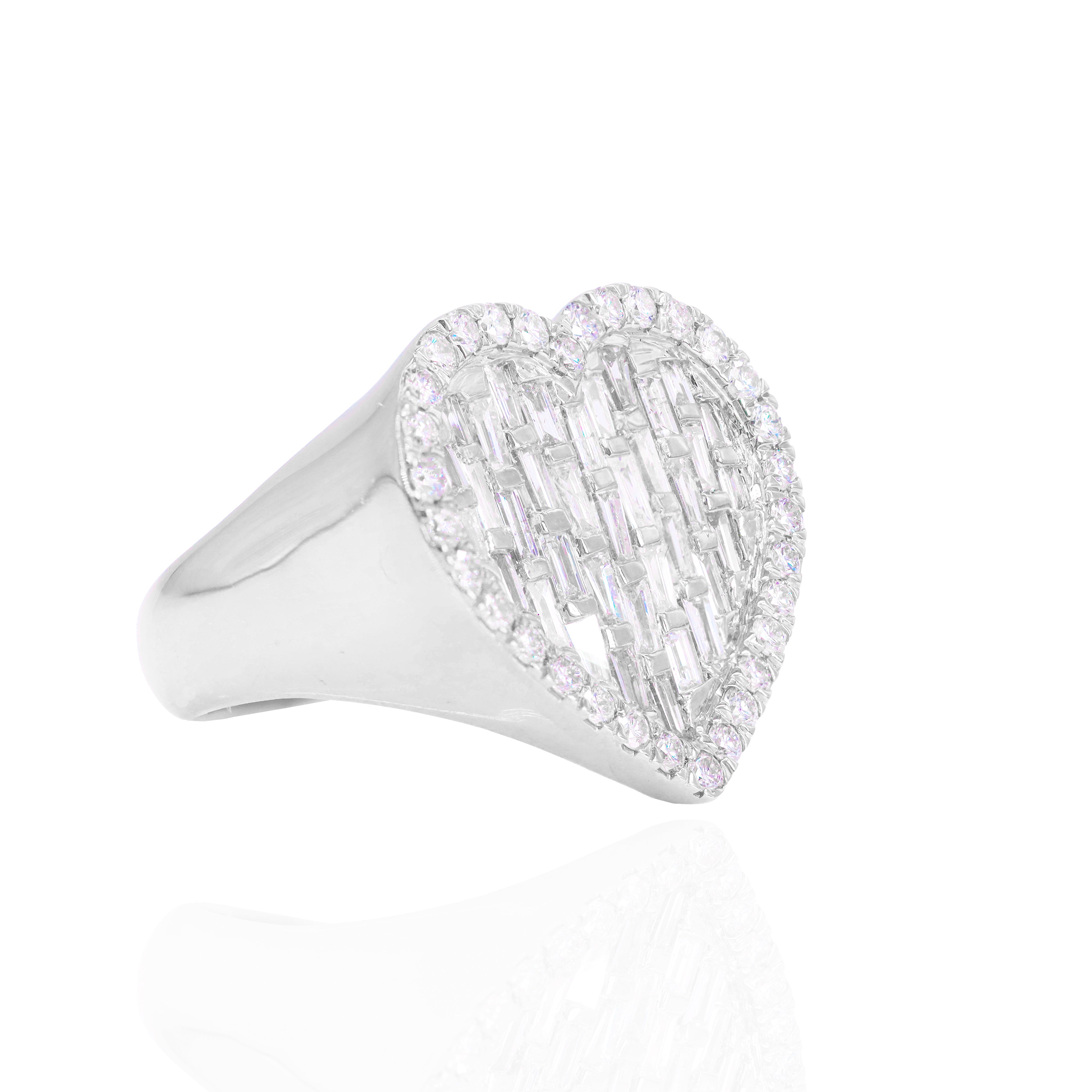 Baguette Heart Diamond Ring