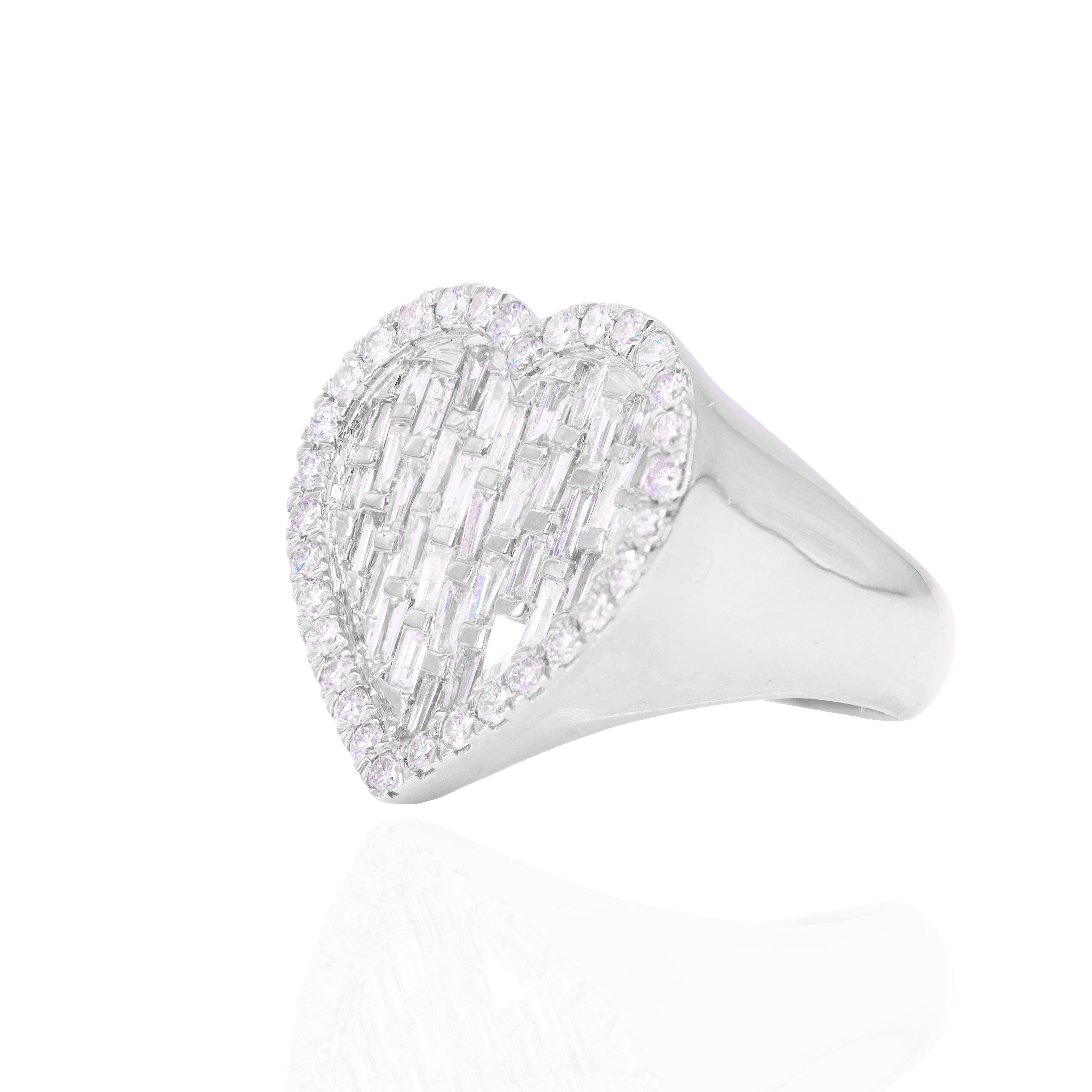 Baguette Heart Diamond Ring
