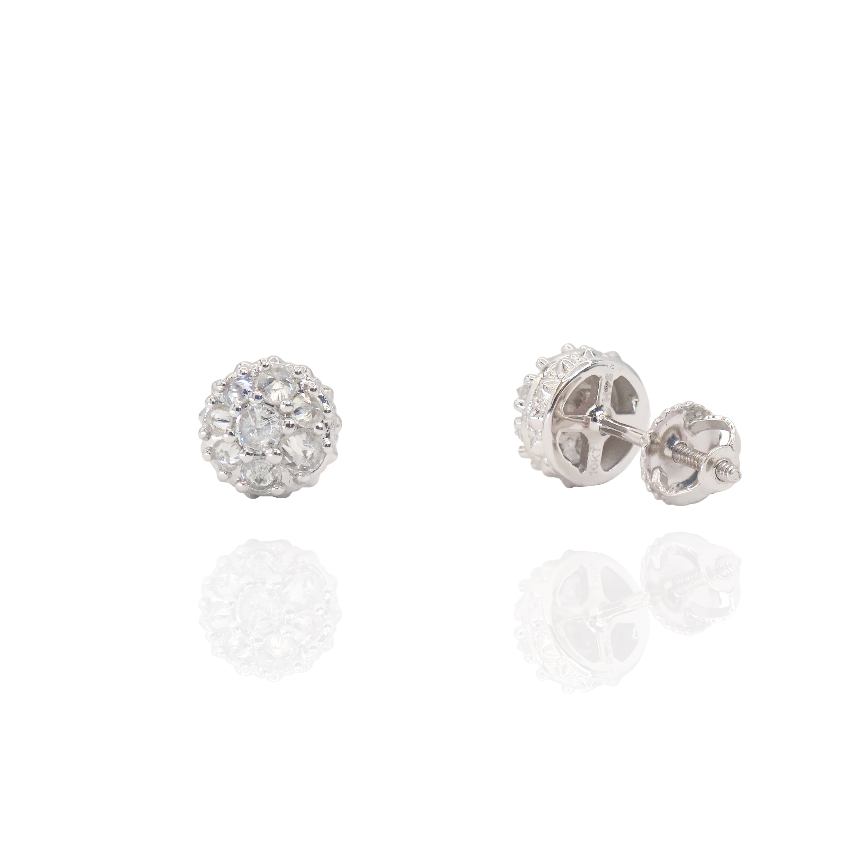 Upside Down Setting Diamond Round Cluster Earrings