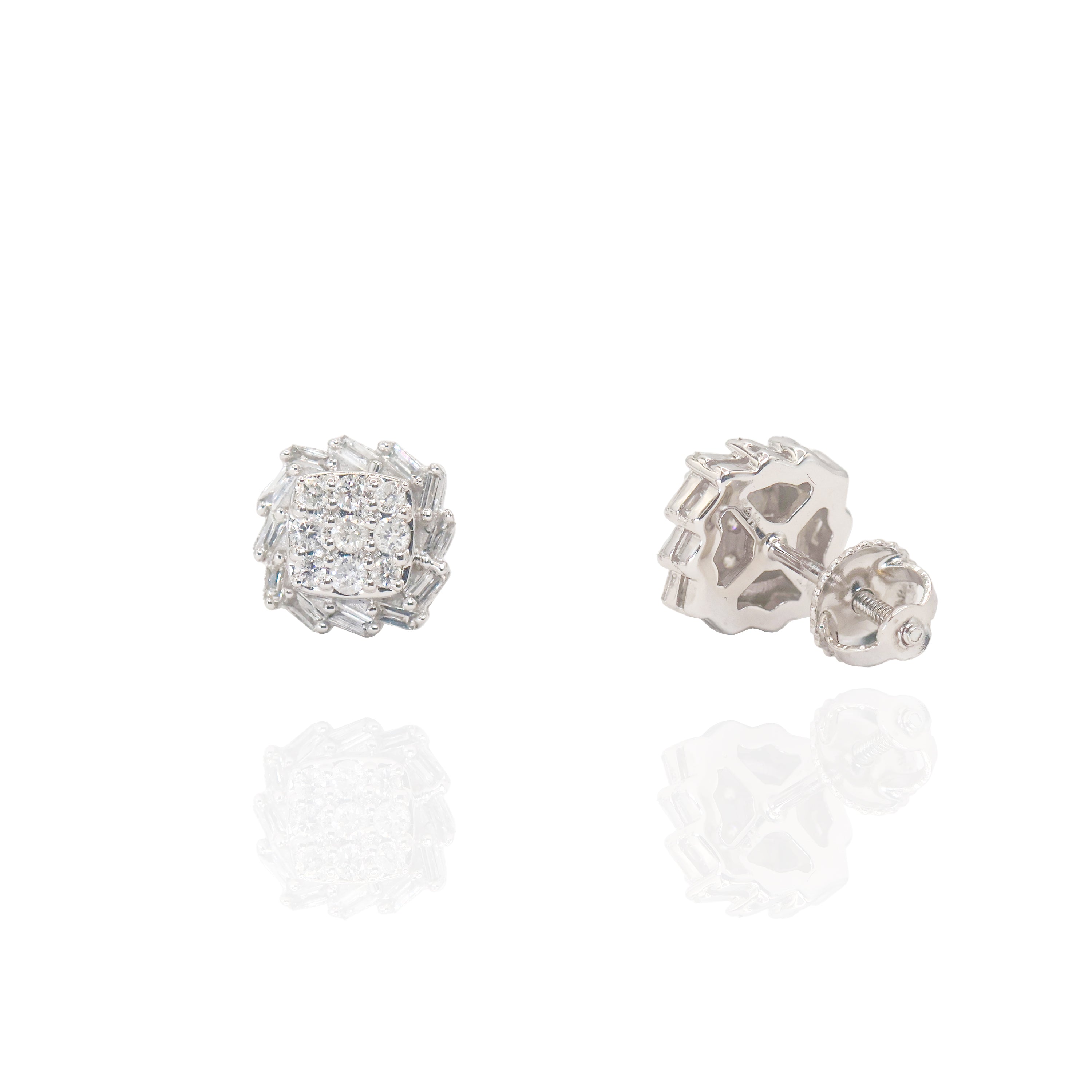 Baguette Border Custer Diamond Earrings