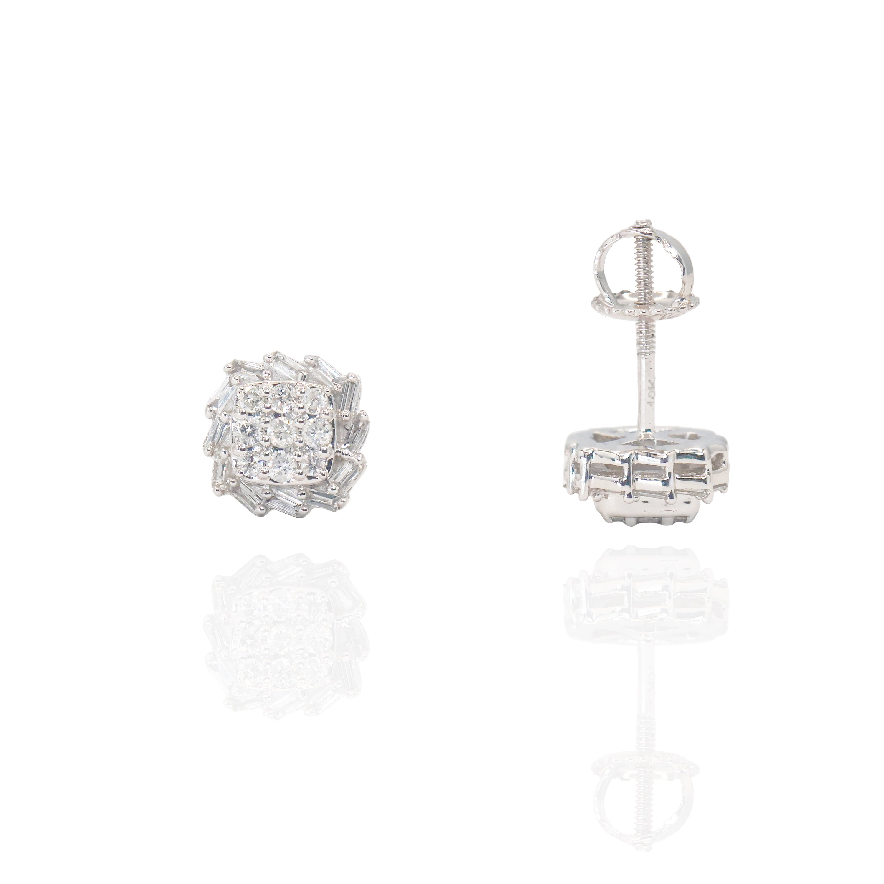 Baguette Border Custer Diamond Earrings