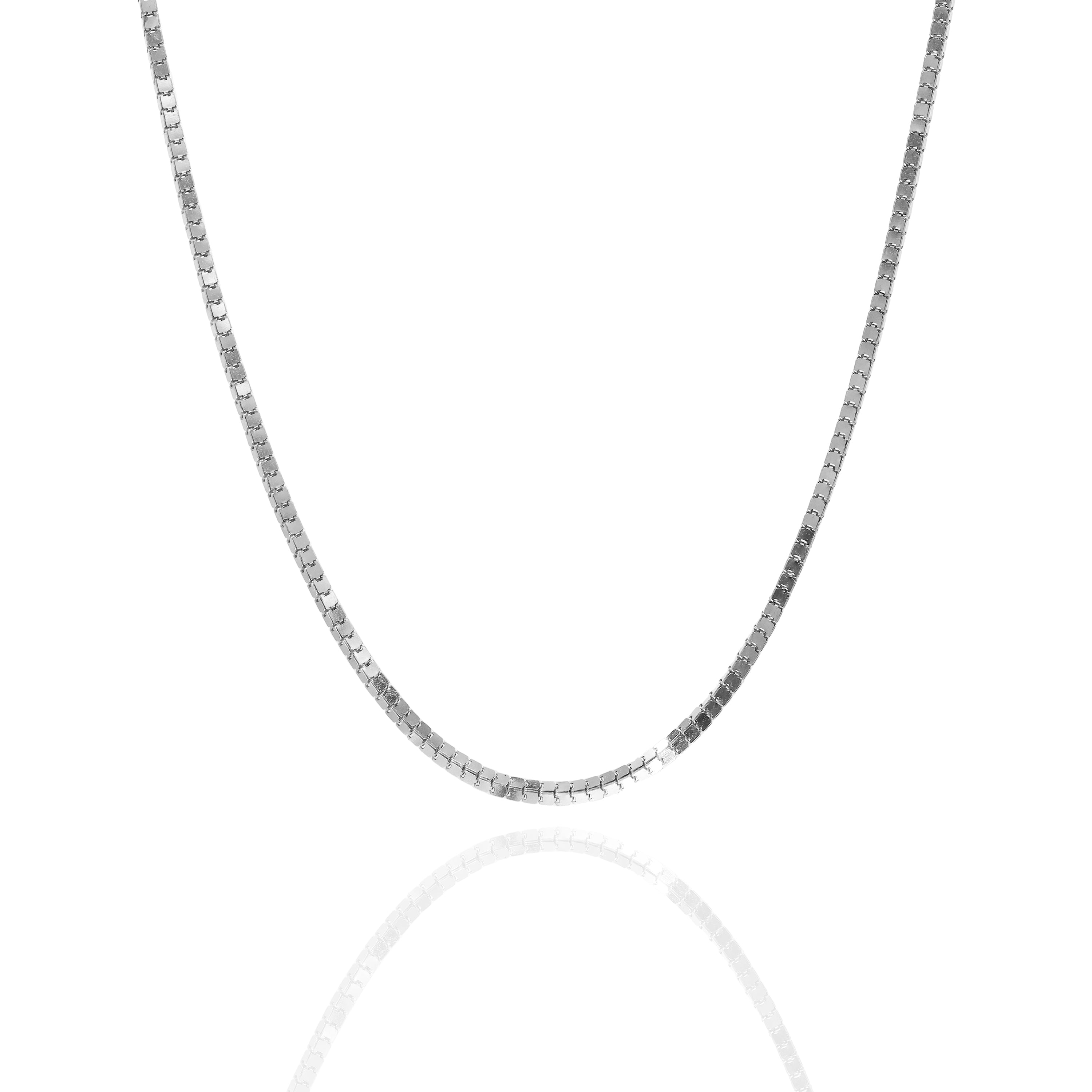 14KT Box Style White Gold Chain