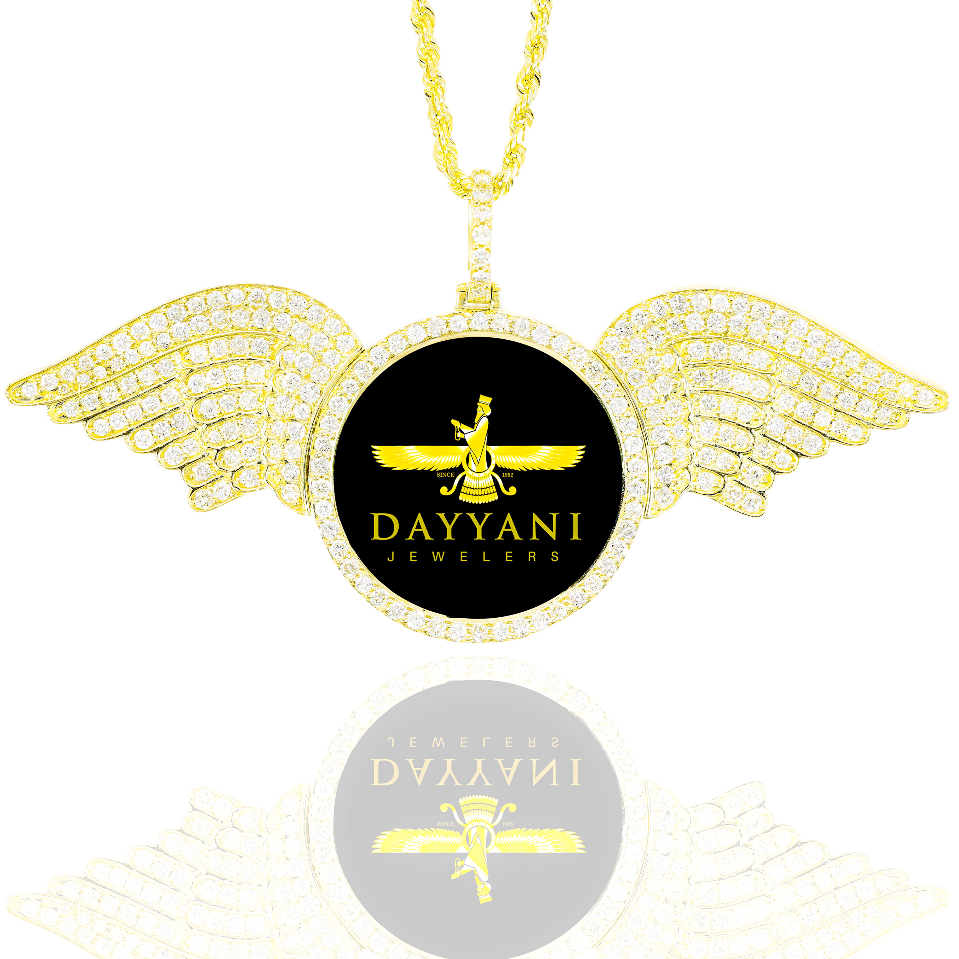 One Row Diamond Memory/Picture with Diamond Wings Pendant